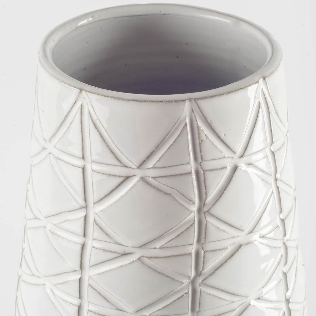Harrier II Large Gray Ceramic Dark Base White Vase