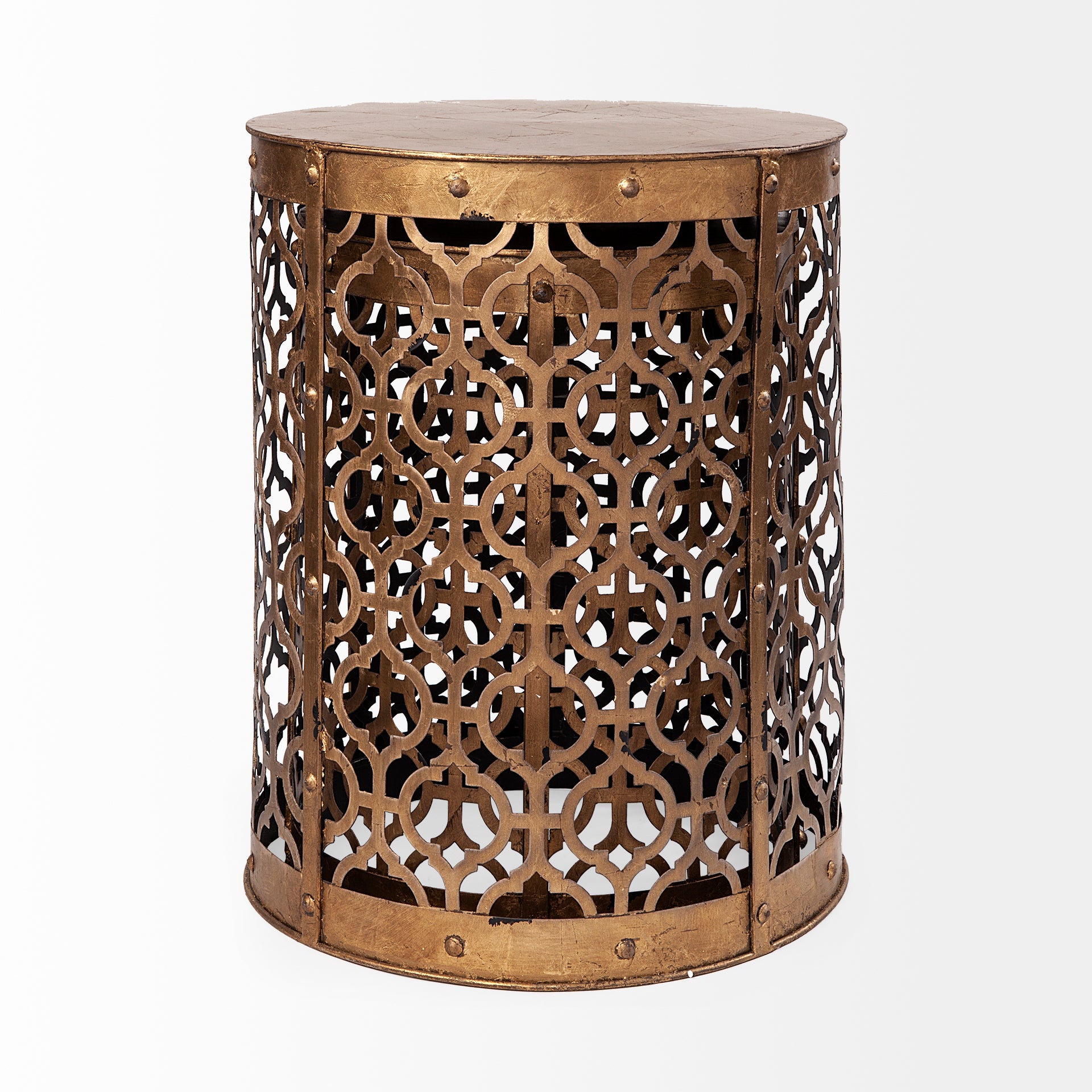 Rudebekia Gold Round Metal Accent Tables - Set of 2