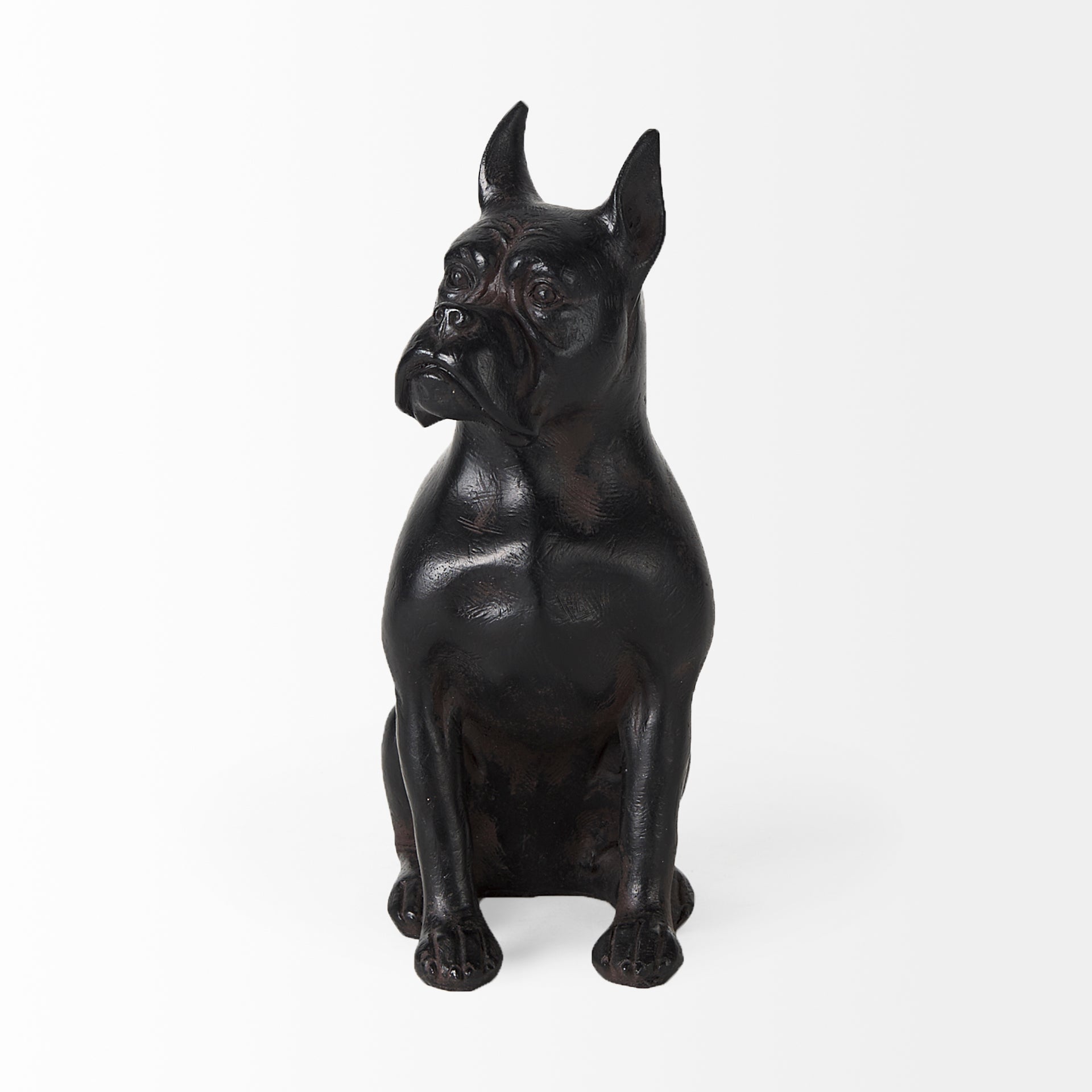 Rocky Black Resin Boxer Dog