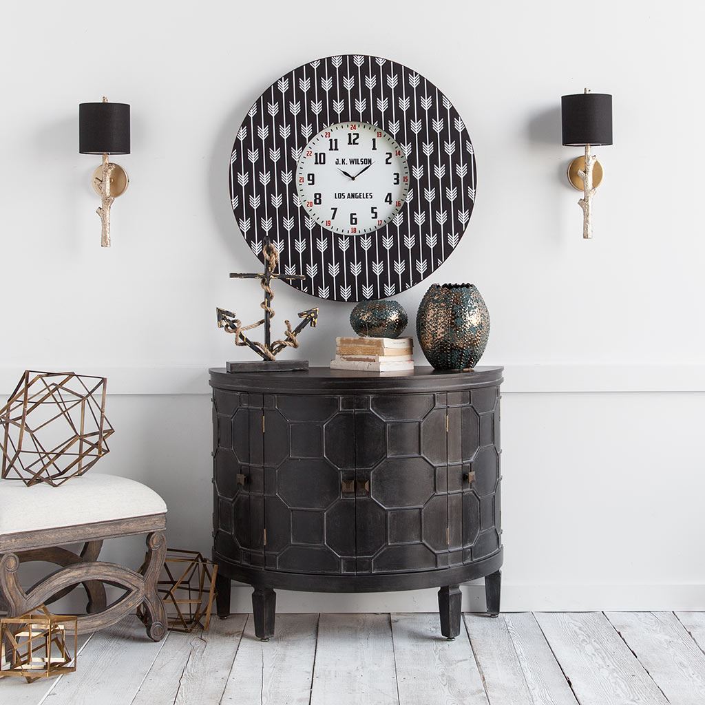 Sabinal II Gold Resin Tree Branch Black Fabric Shade Wall Sconce