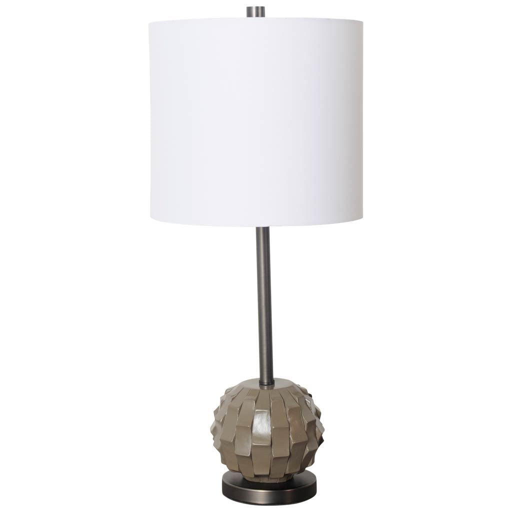 Brant I Brown Resin Base White Shade Table Lamp