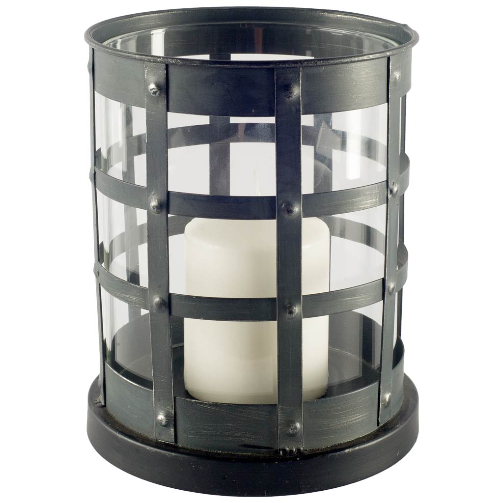 Oliver Black Metal with Glass Caged Table Candle Holder