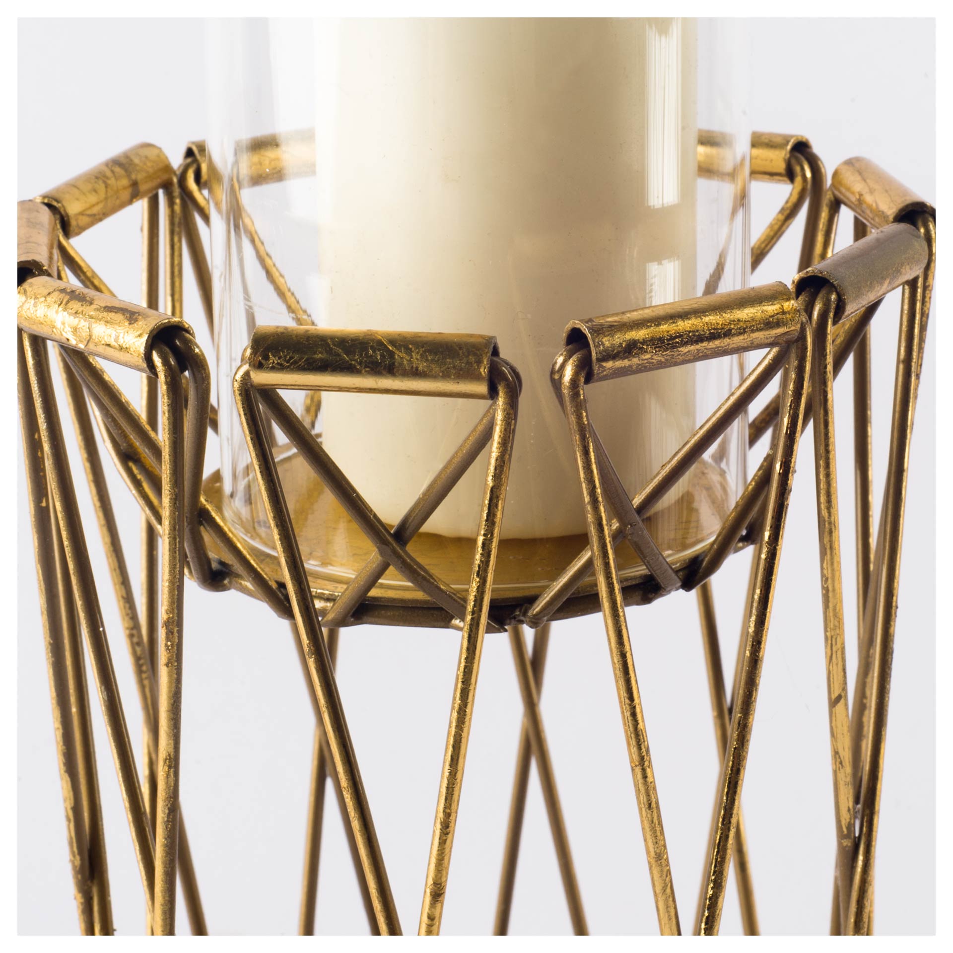 Othello Antiqued Brass Metal Table Candle Holder