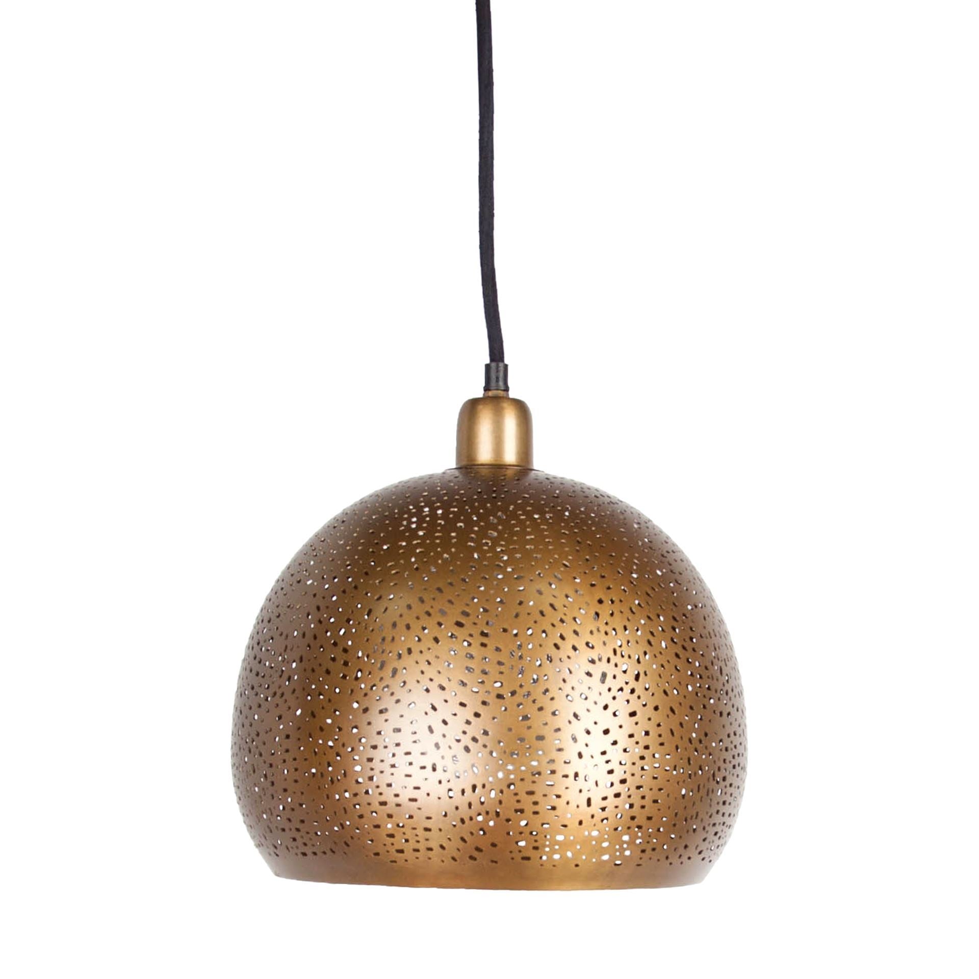 Dalmeny II Gold Perforated Metal Dome Pendant Light