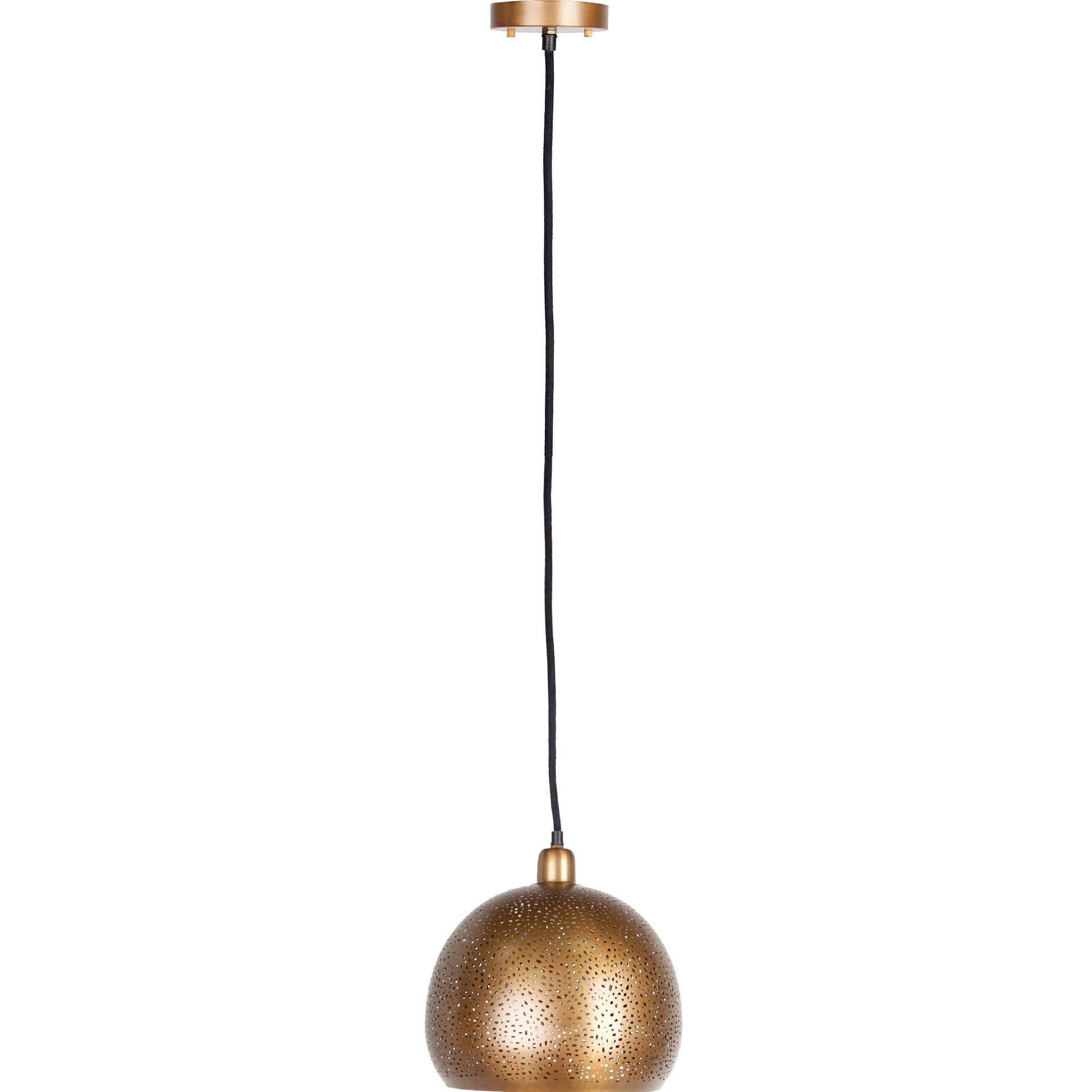 Dalmeny II Gold Perforated Metal Dome Pendant Light