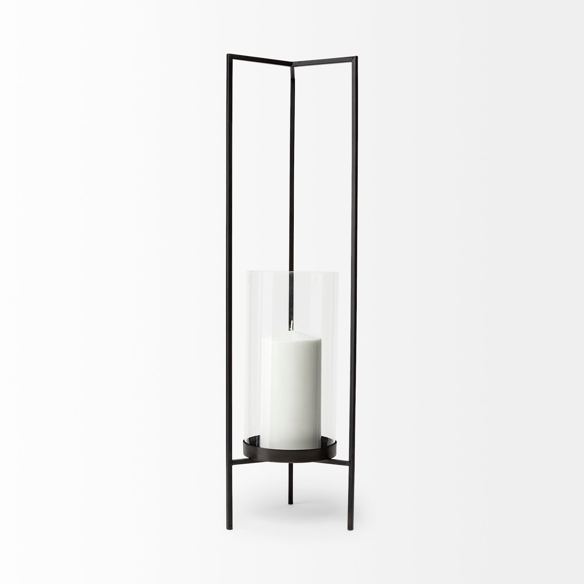 Abigail I Large Gunmetal Gray Metal Table Candle Holder