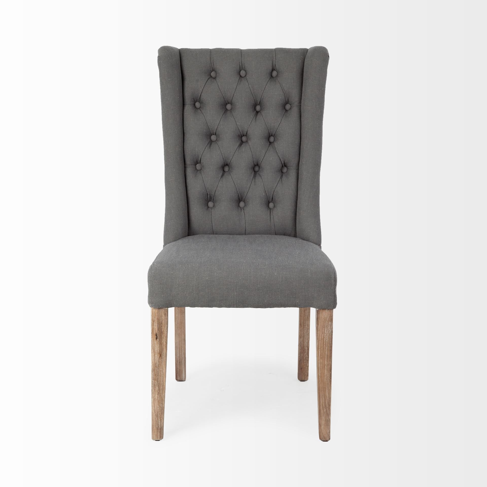 Mackenzie II Gray Plush Linen Covering Ash Solid Wood Base Dining Chair