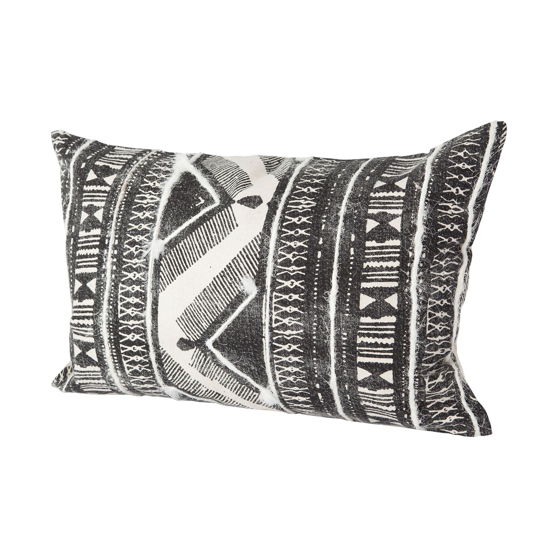 Beveridge II Black and White Embroidered Pattern Decorative Pillow Cover