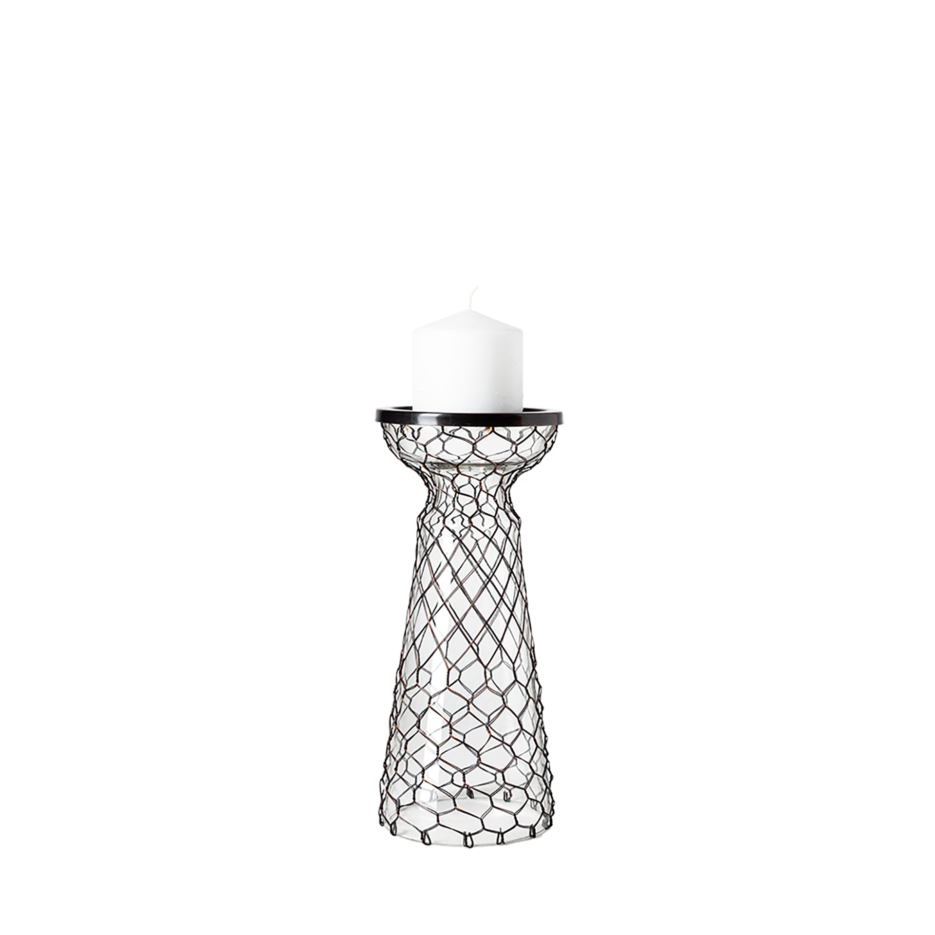 Shandra I Small Glass with Metal Wire Snakeskin Pattern Table Candle Holder