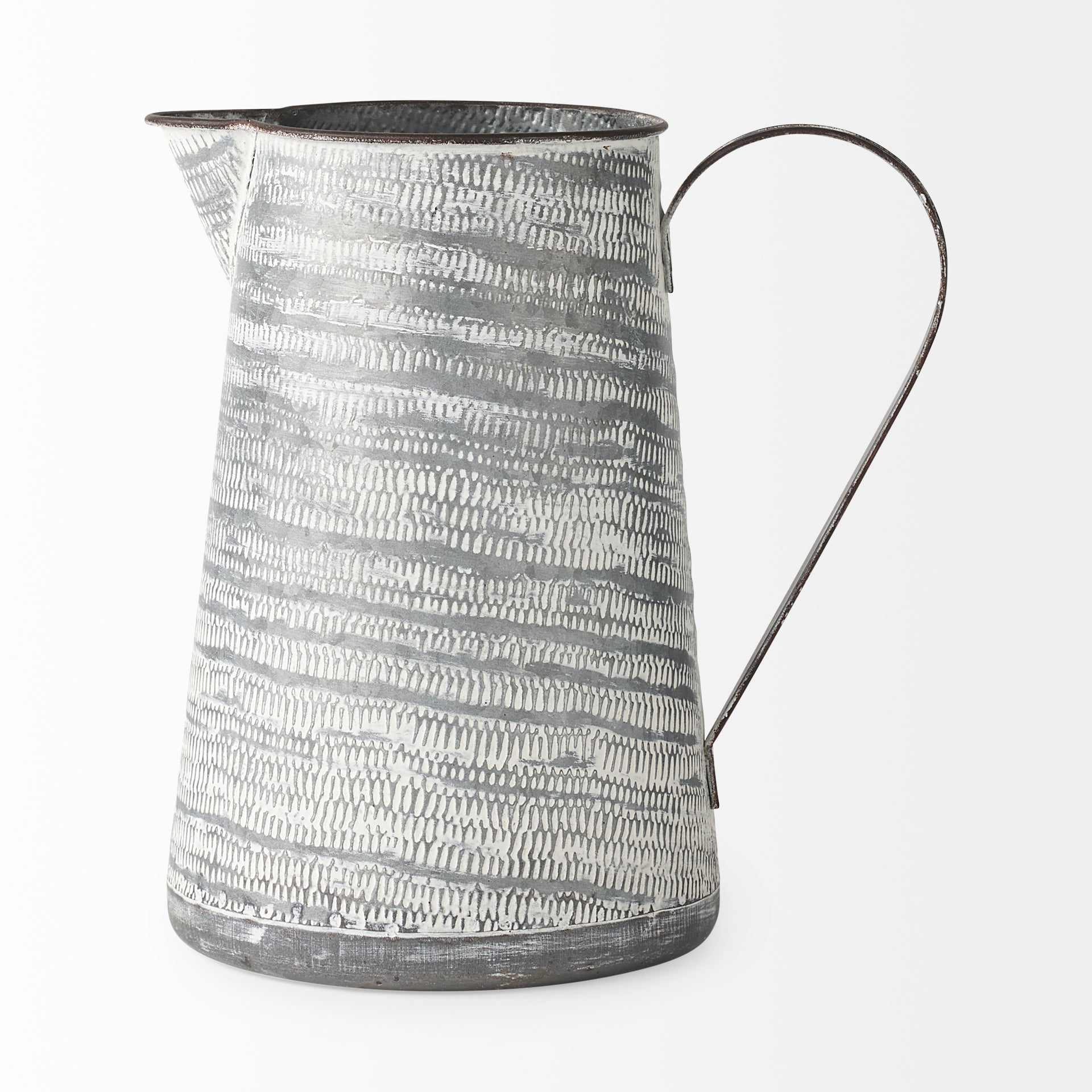 Serena Gray with White Textured Metal Jug