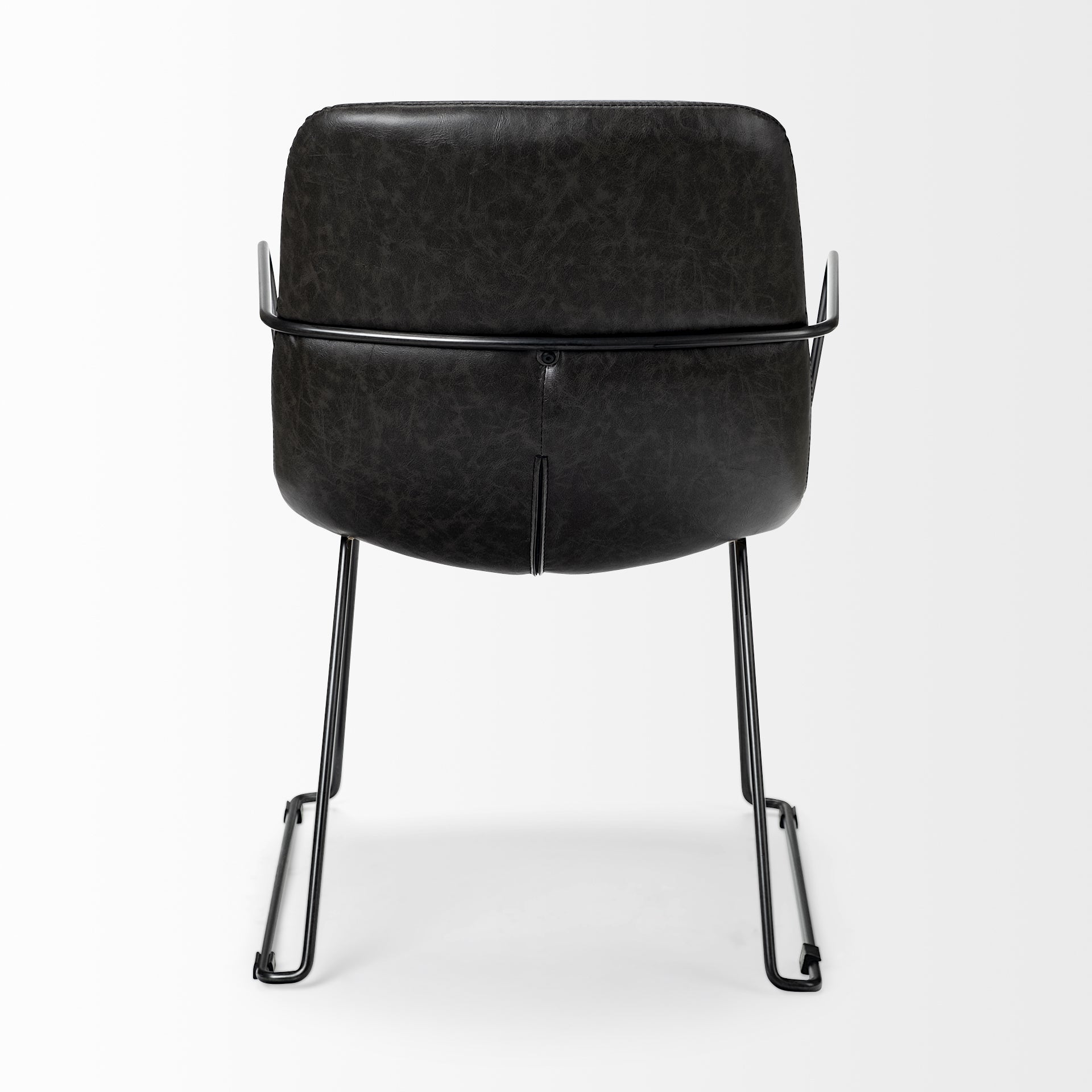 Sawyer II Black Faux-Leather Seat Black Iron Frame Dining Chair