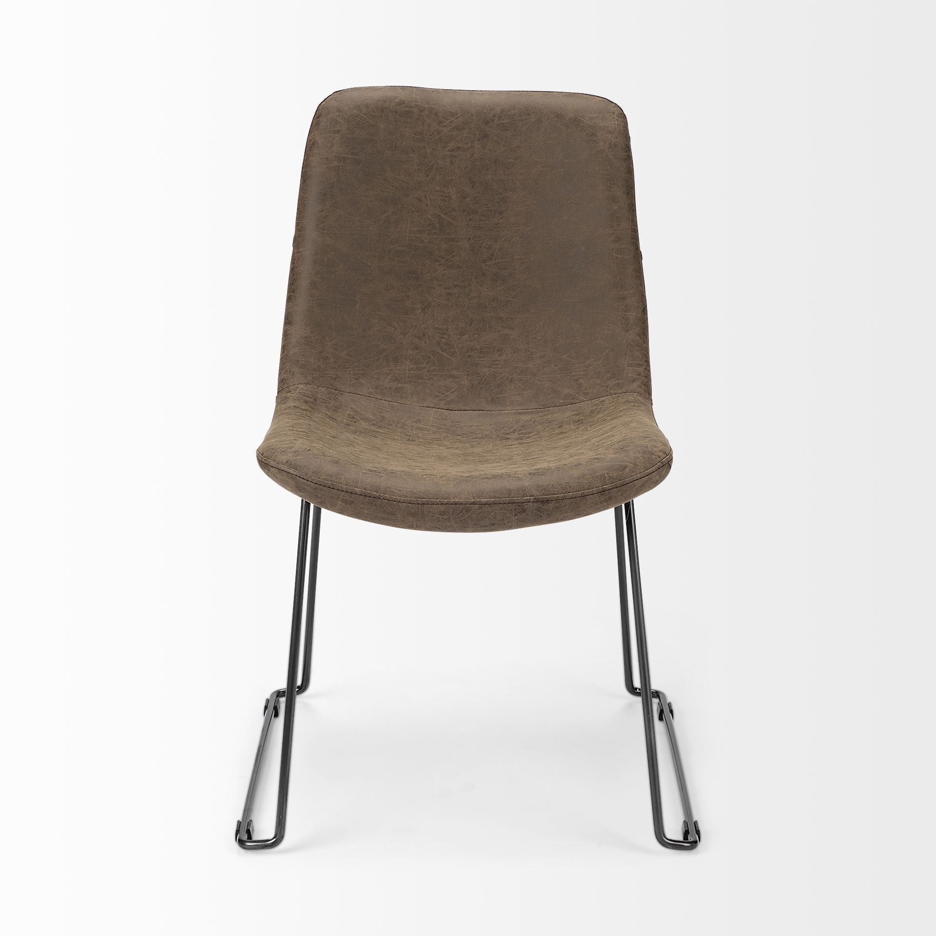 Sawyer I Brown Faux-Leather Seat Black Iron Frame Dining Chair