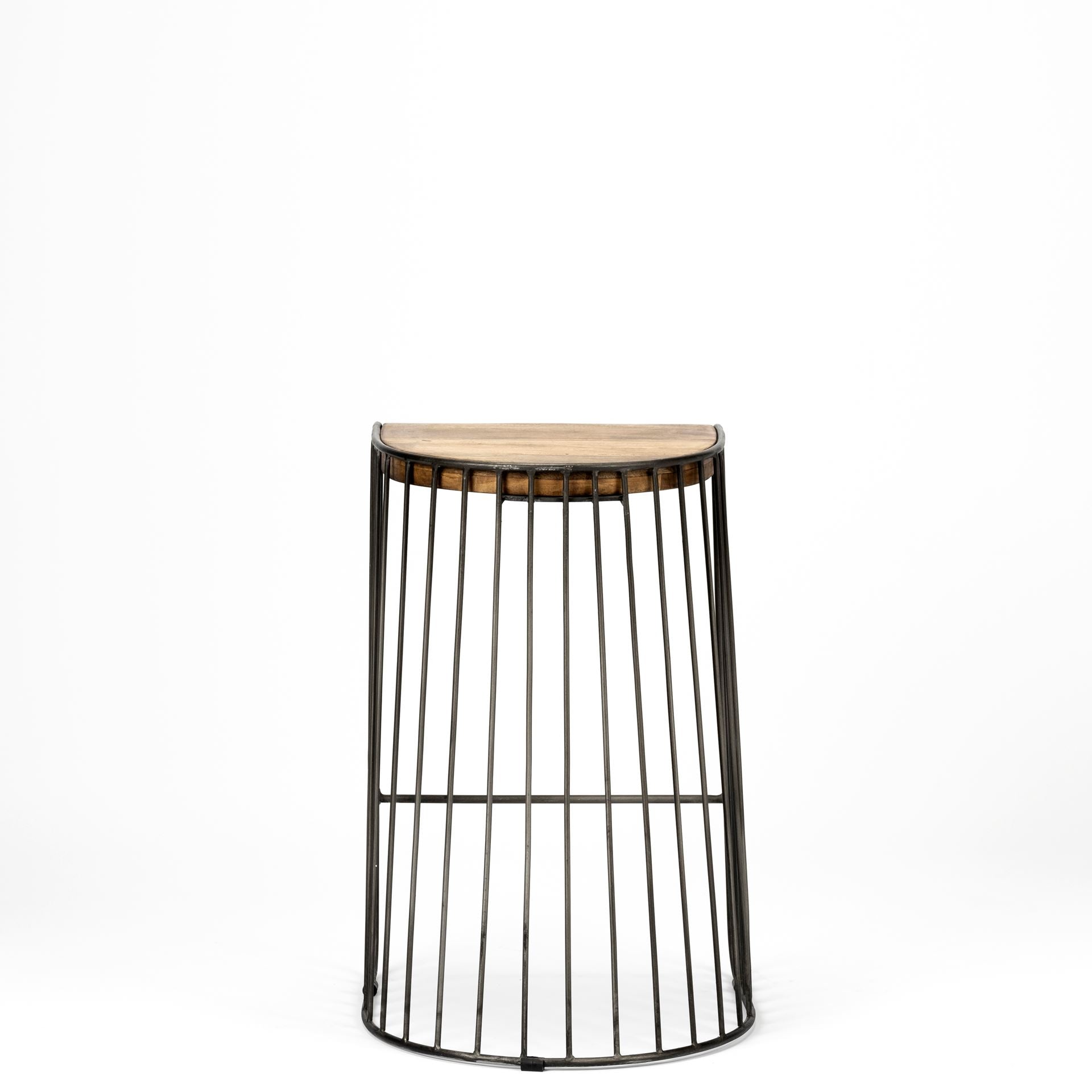 Seagram 25.6" Seat Height Brown Wood Seat Black Metal Frame Stool
