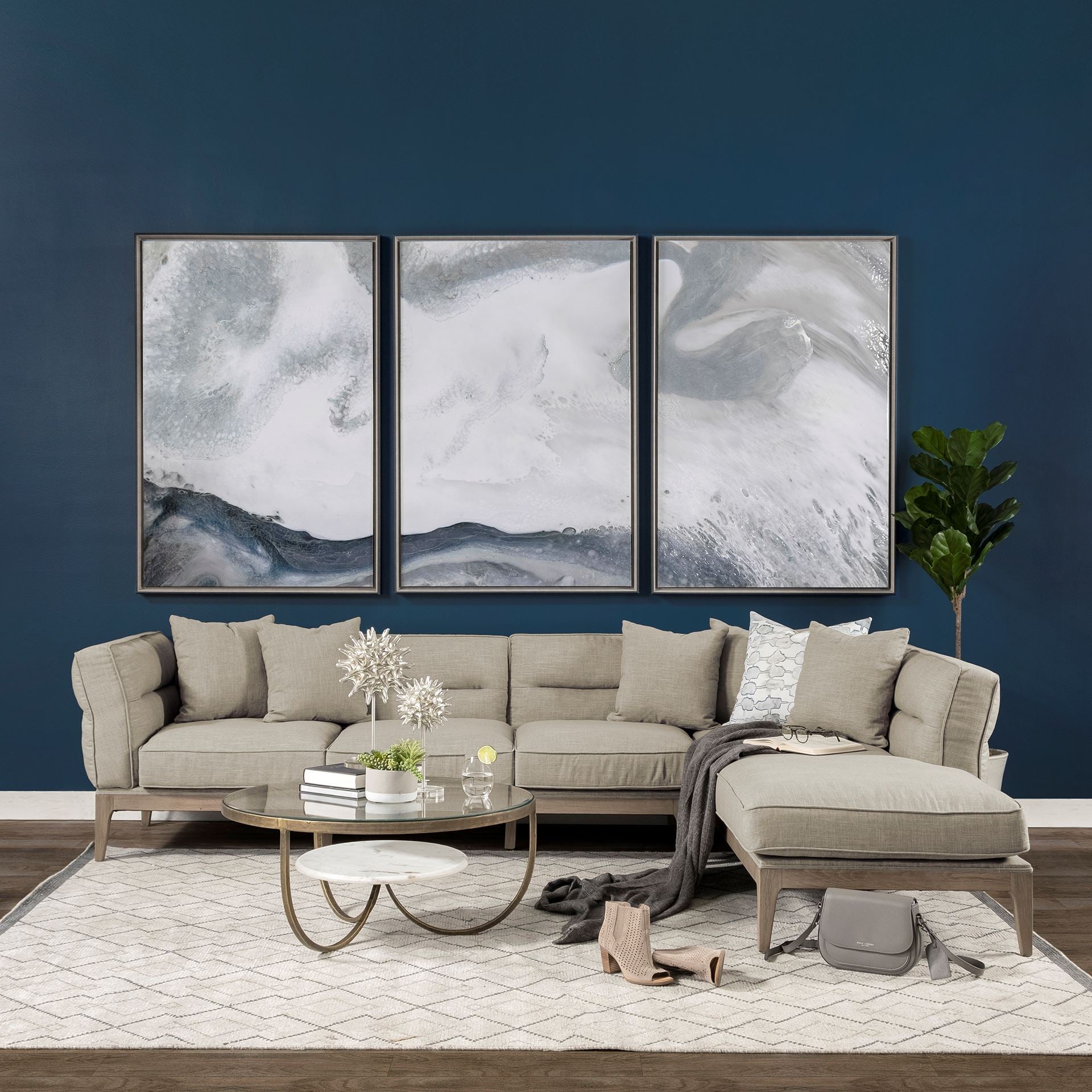 Denali III Beige Upholstered Wooden Frame Sectional
