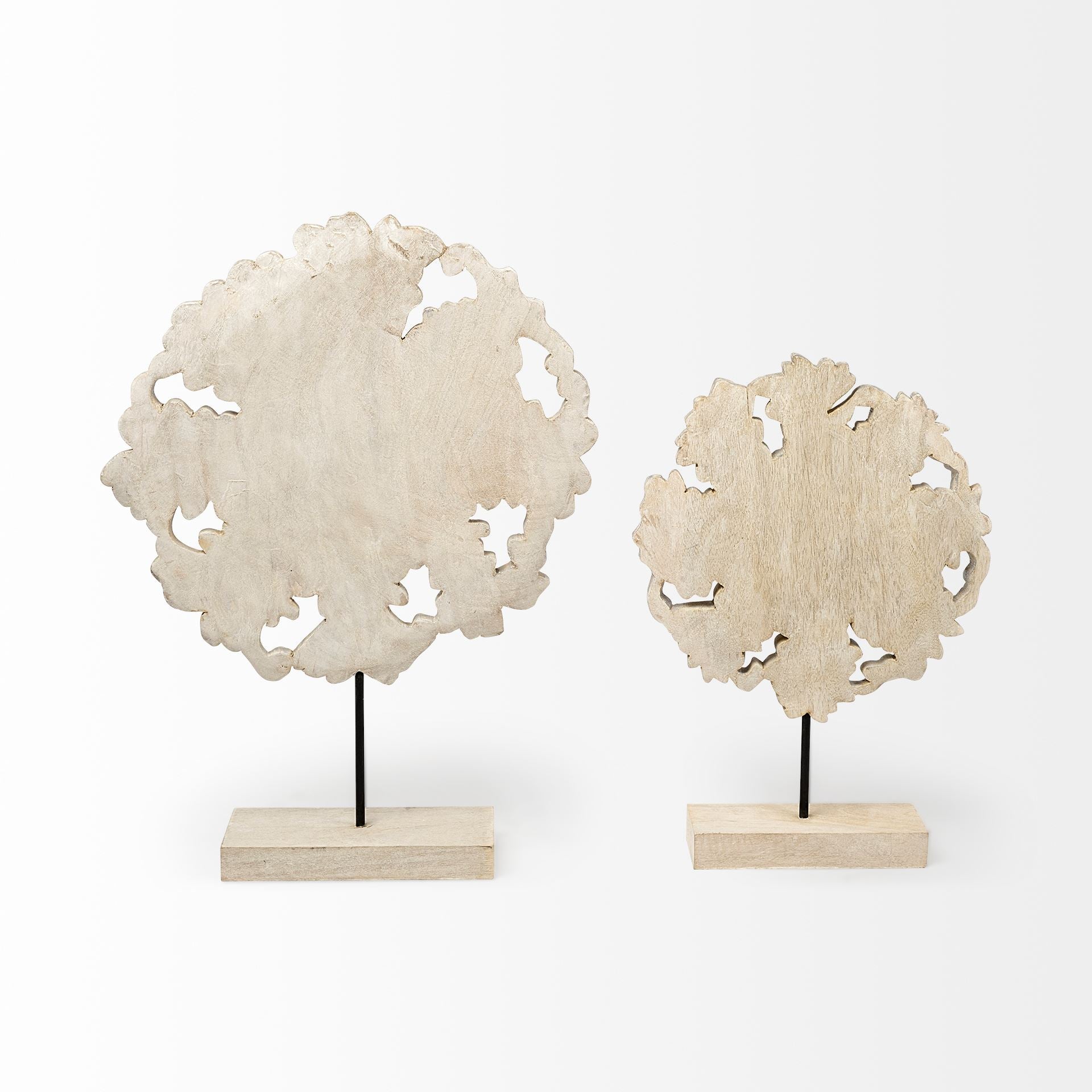 Kamara White Washed Wood with Antiqued Silver Botanical Decorative Object
