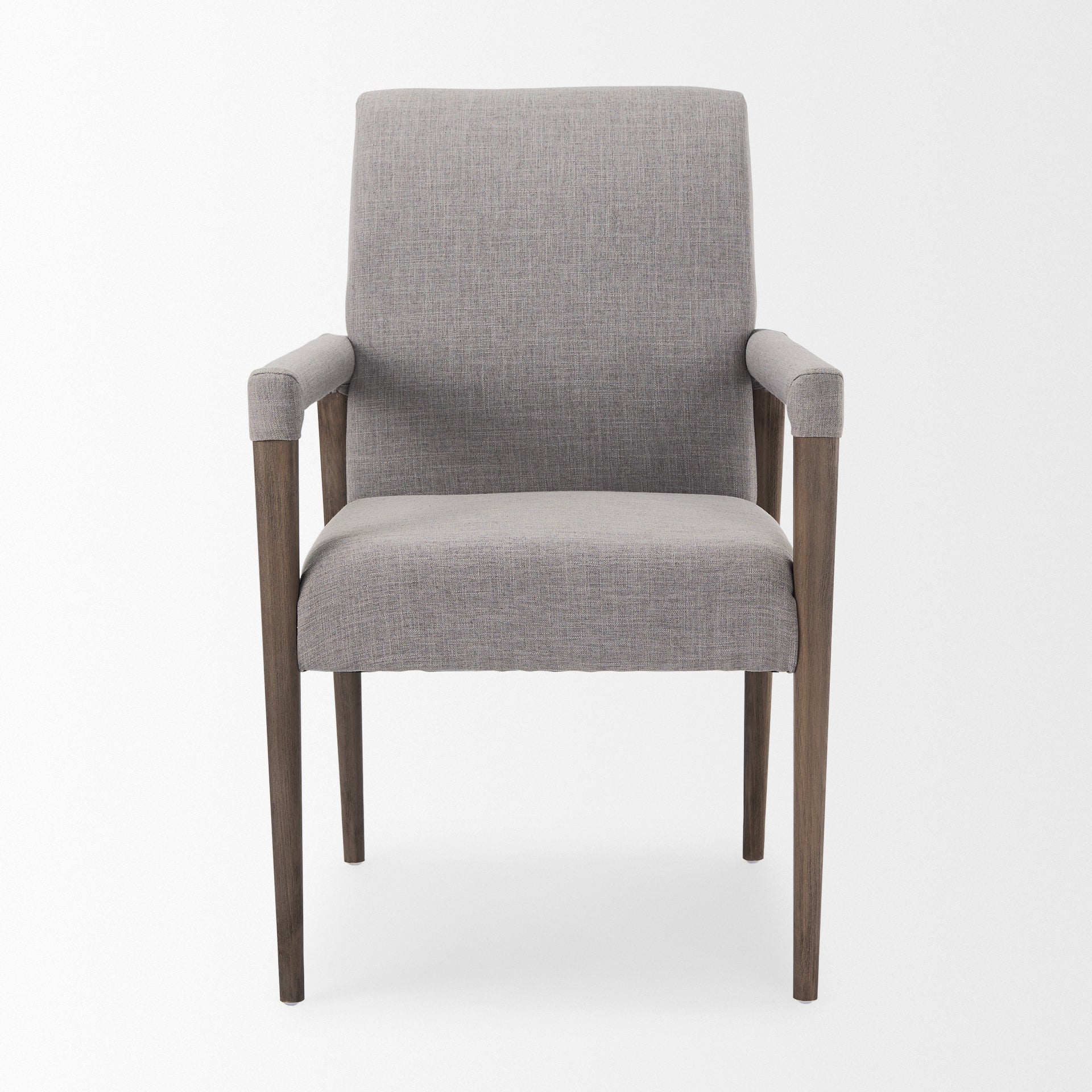 Palisades Grey Fabric Wrap Brown Wooden Frame Dining Chair