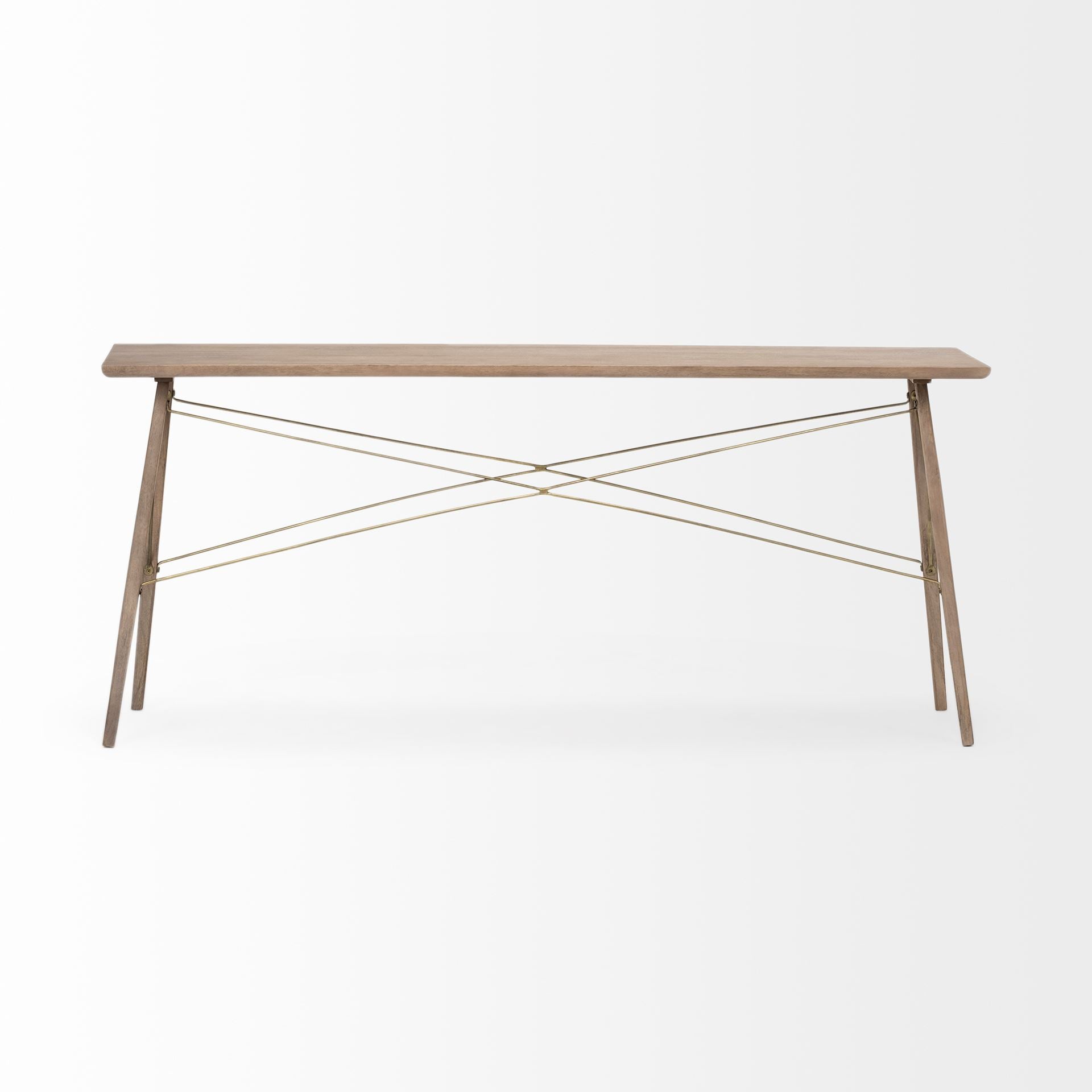 Kirby I Brown Wooden Cross Braced Console Table
