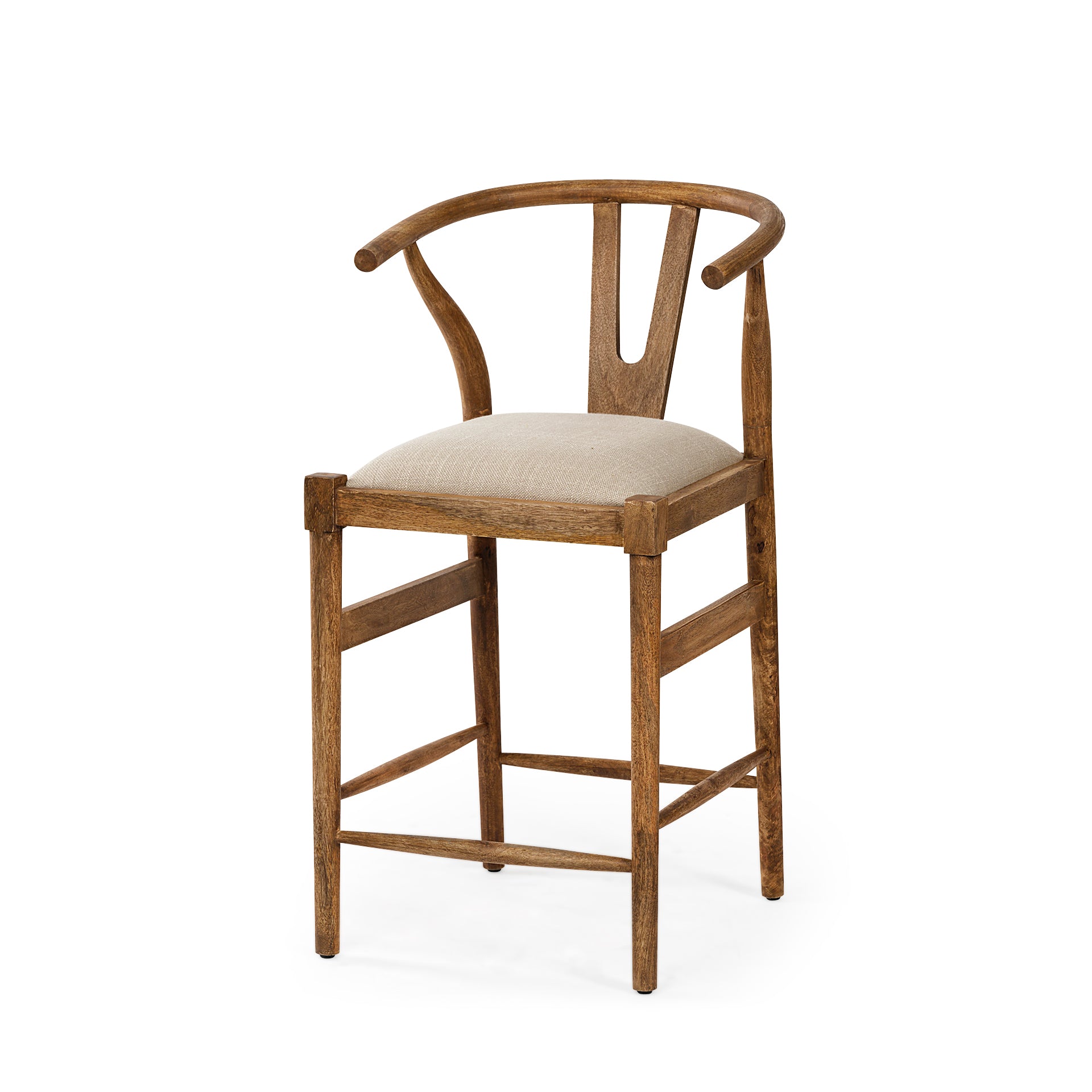 Trixie Cream Upholstered Seat Brown Wood Frame Counter Stool