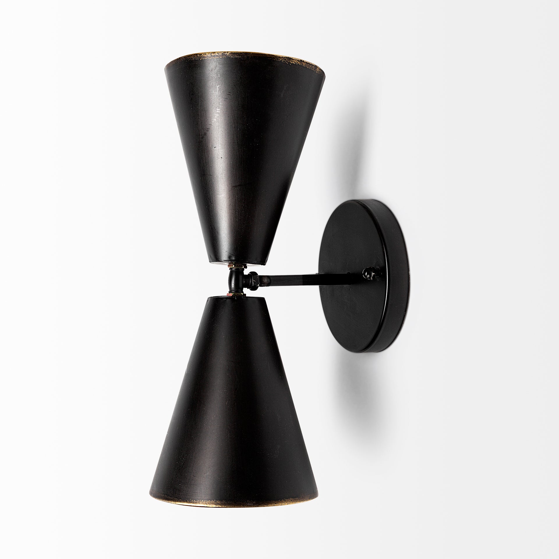 Eris II Black Metal with Gold Accent Double-Cone Wall Sconce