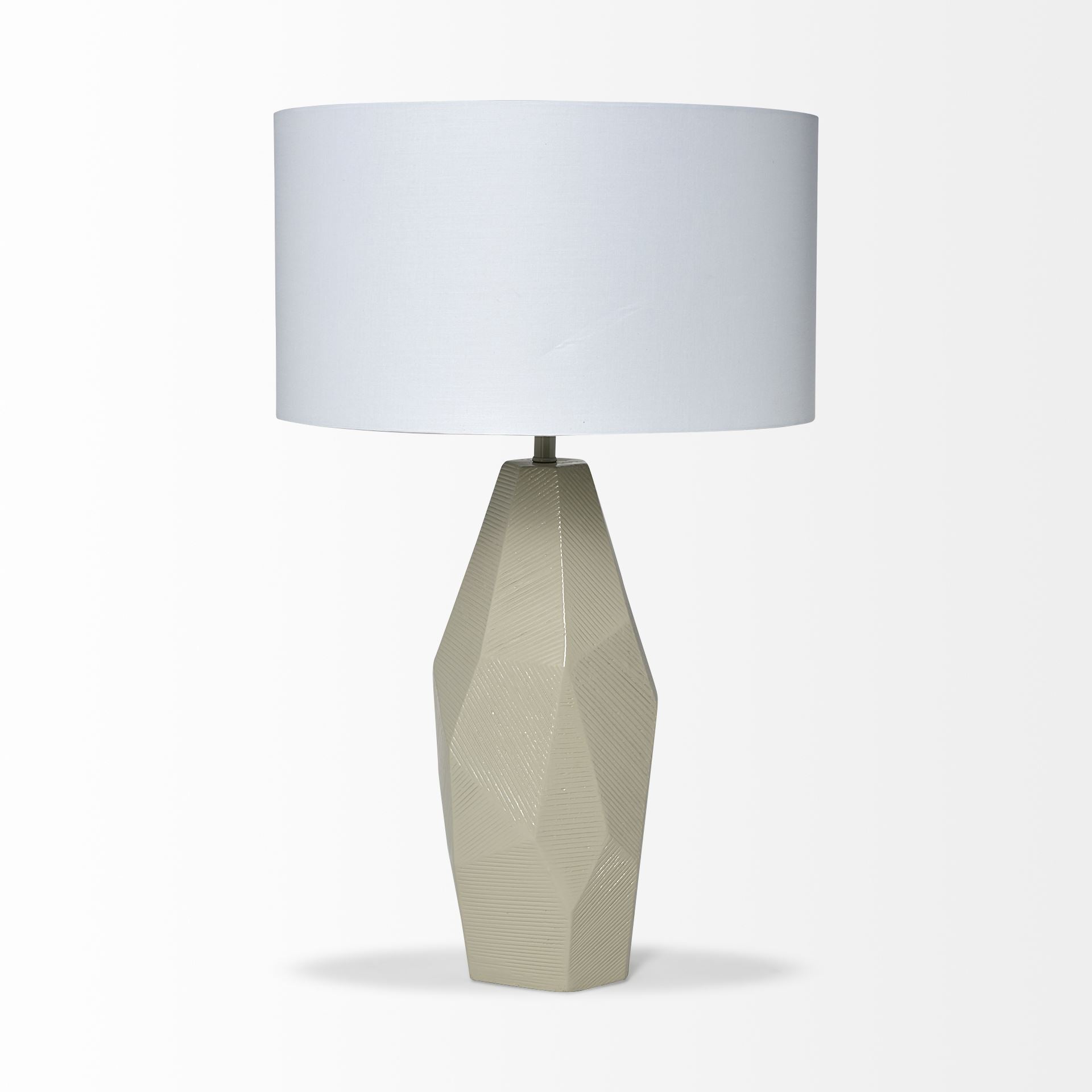 Piven 29.5"H Beige Ceramic Base White Linen Shade Table Lamp
