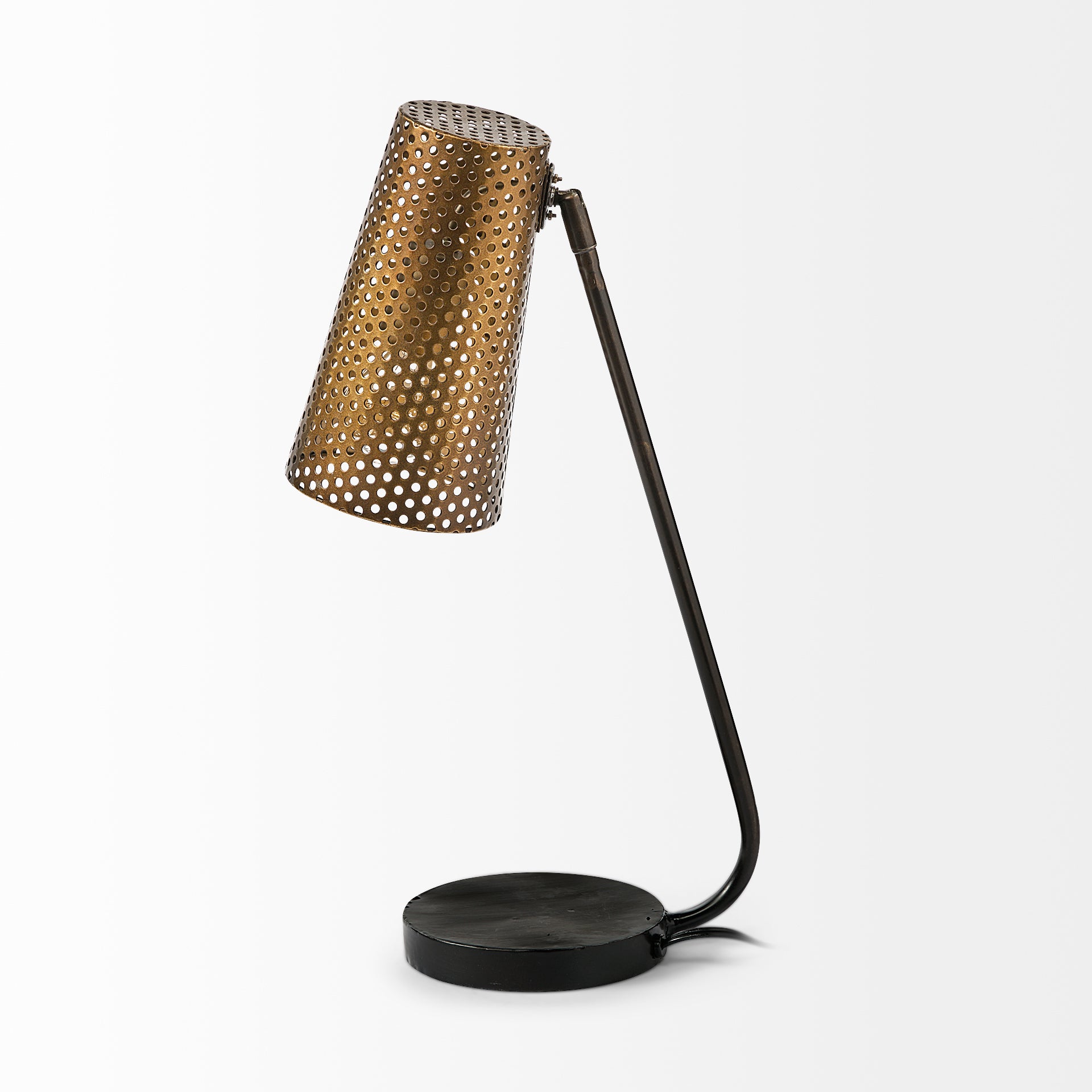Wesley II Gold with Black Perforated Metal Shade Table Lamp