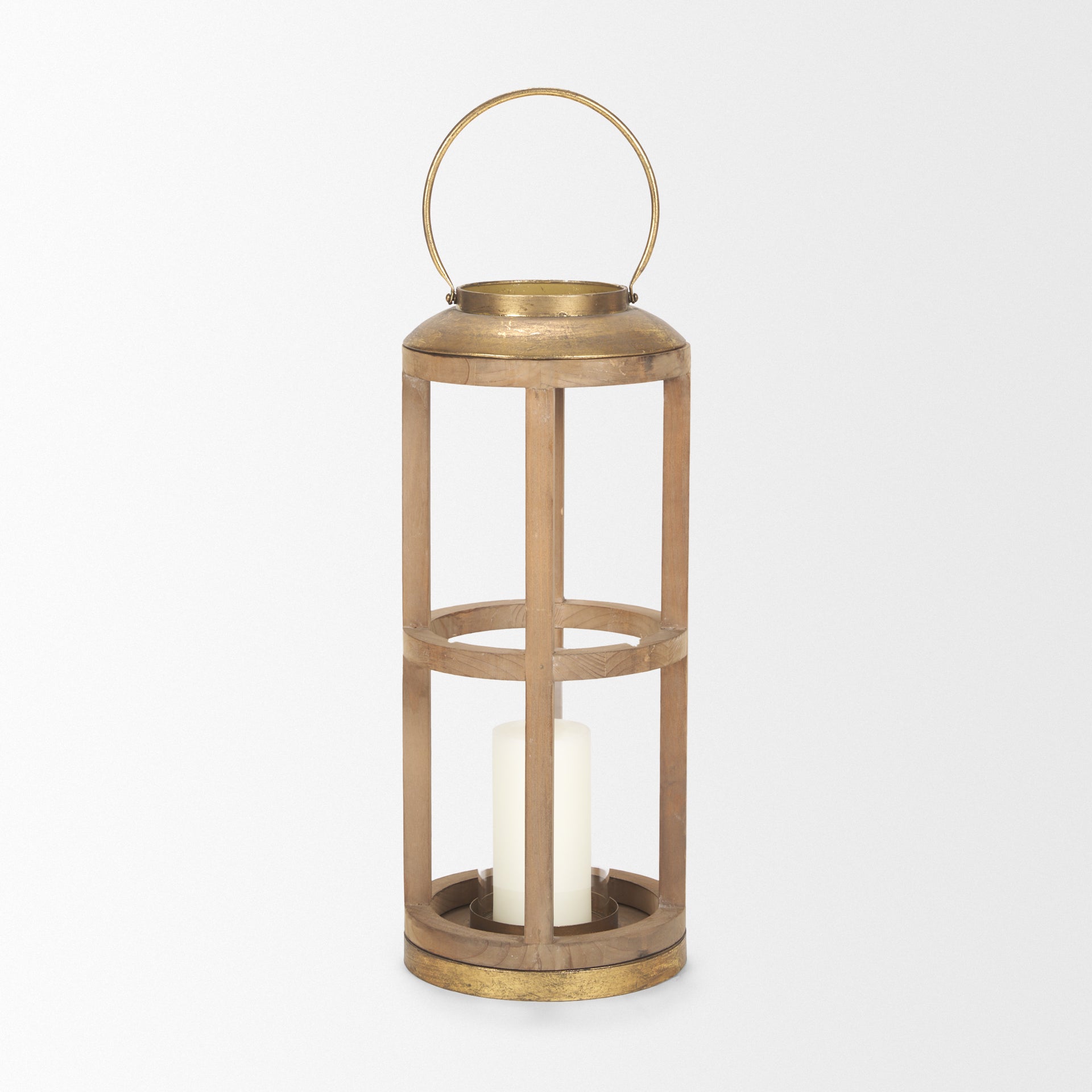 Andy II Small Natural Wood Cylindrical Lantern