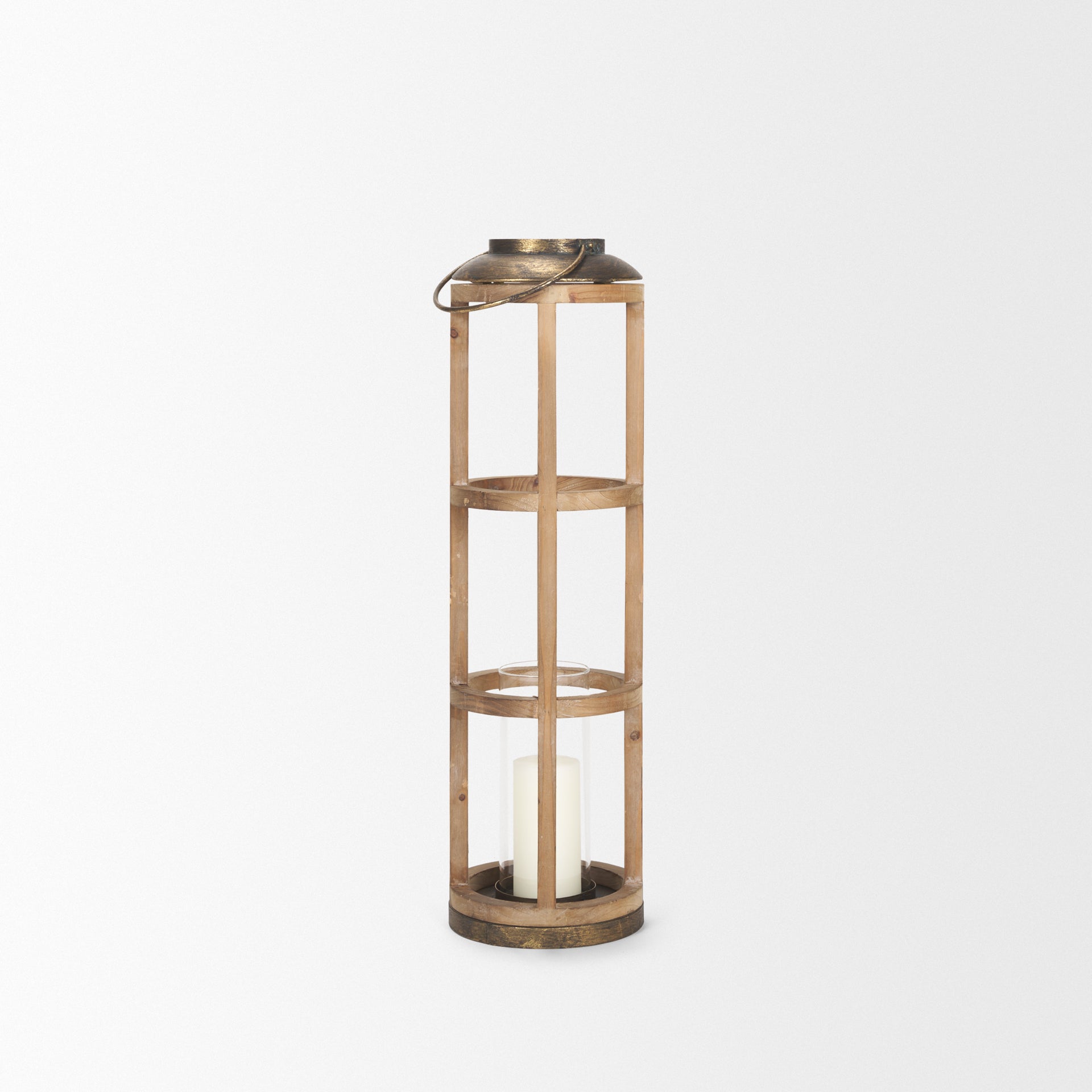 Andy I Large Natural Wood Cylindrical Lantern
