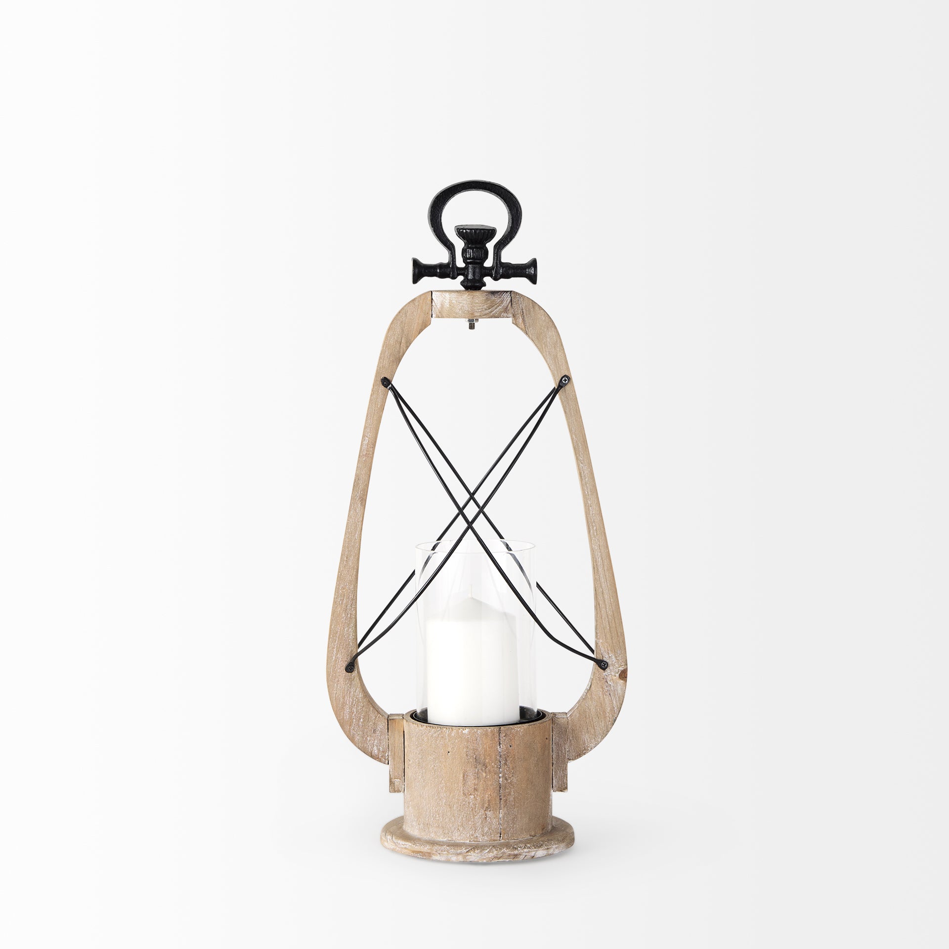 Zain Brown Wooden Vintage Inspired Candle Holder Lantern