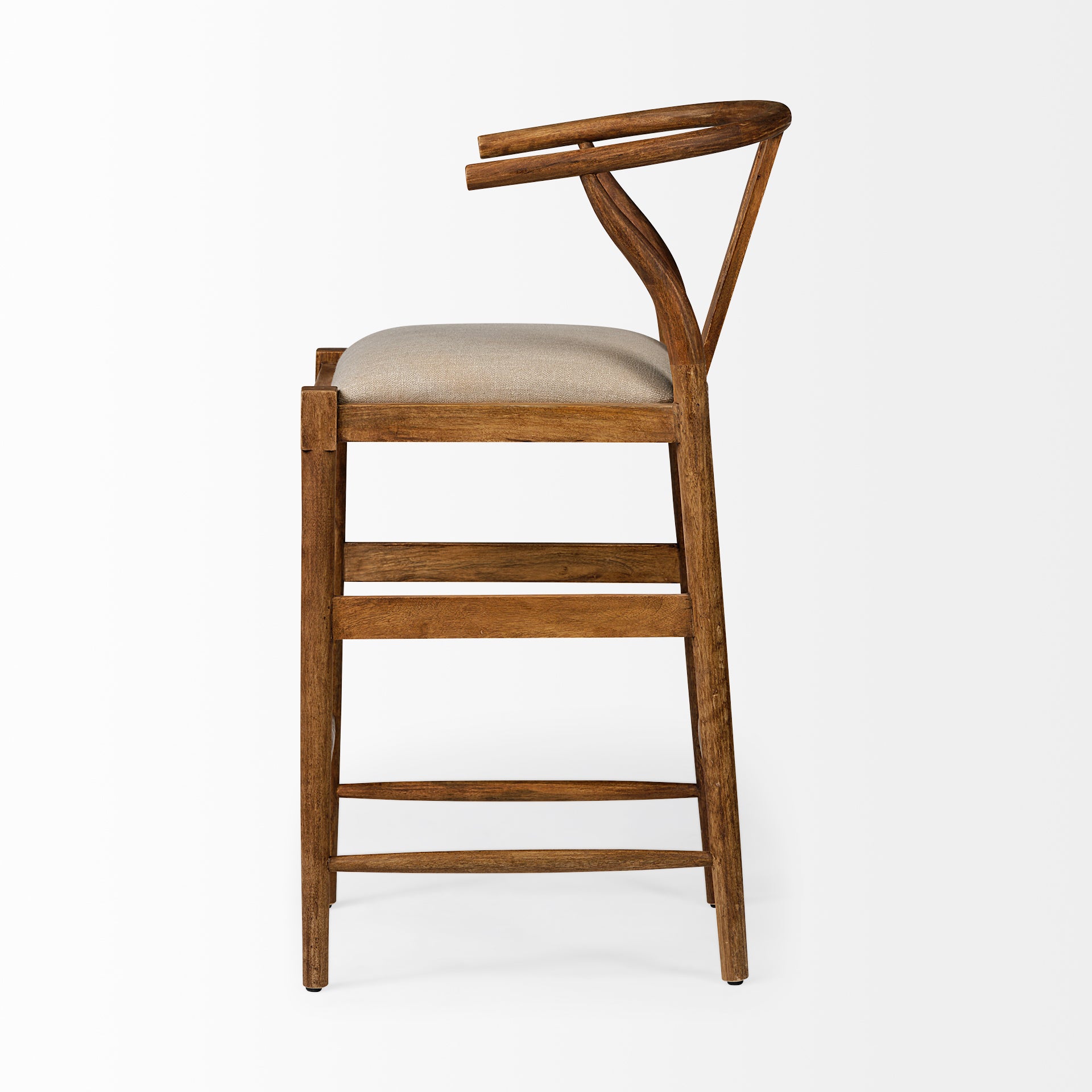 Trixie Cream Upholstered Seat Brown Wood Frame Bar Stool