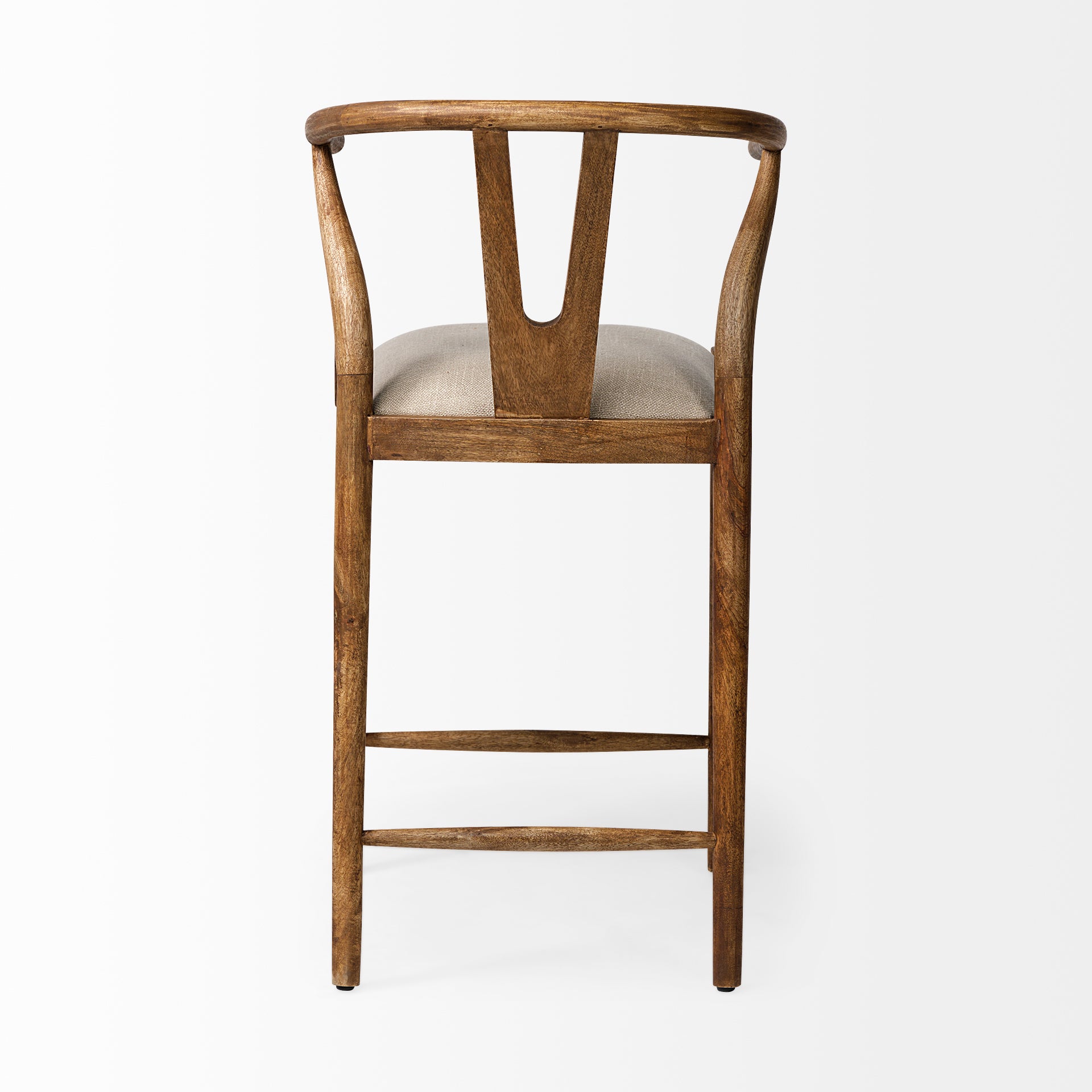 Trixie Cream Upholstered Seat Brown Wood Frame Counter Stool