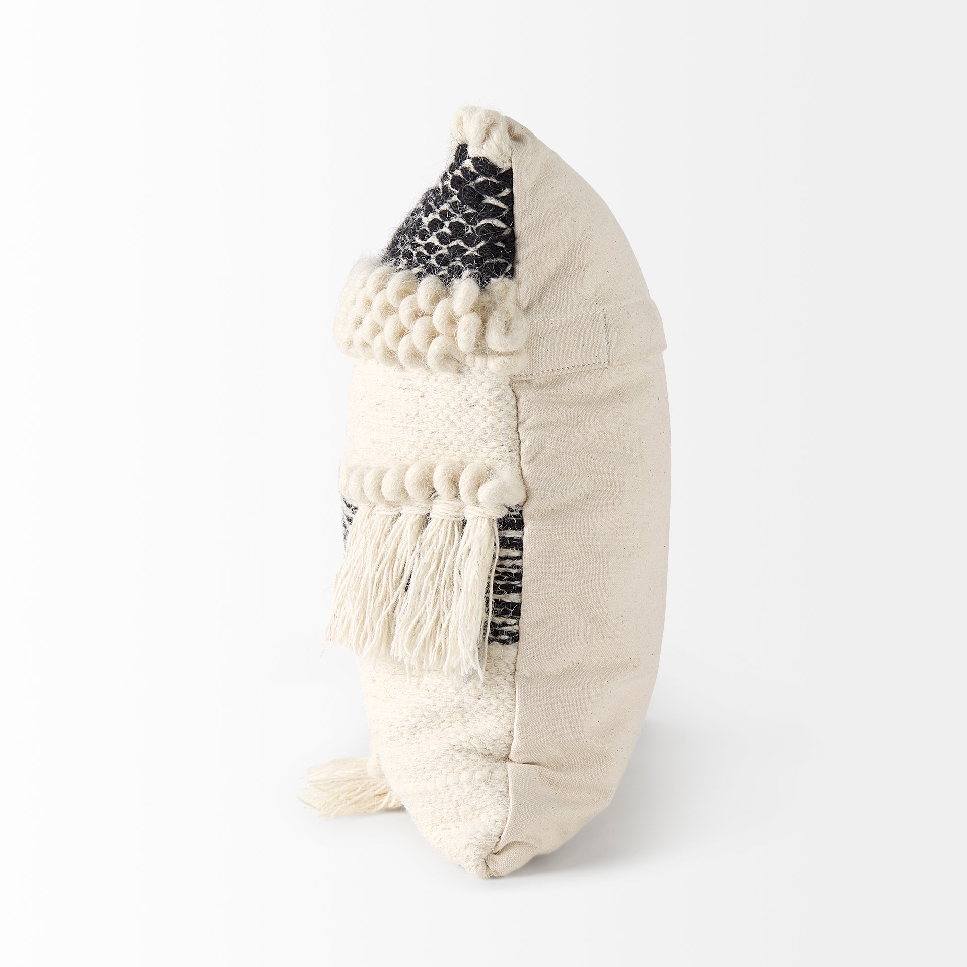 Beardell Cream and Black Details With Tassels Decorative Pillow Cover