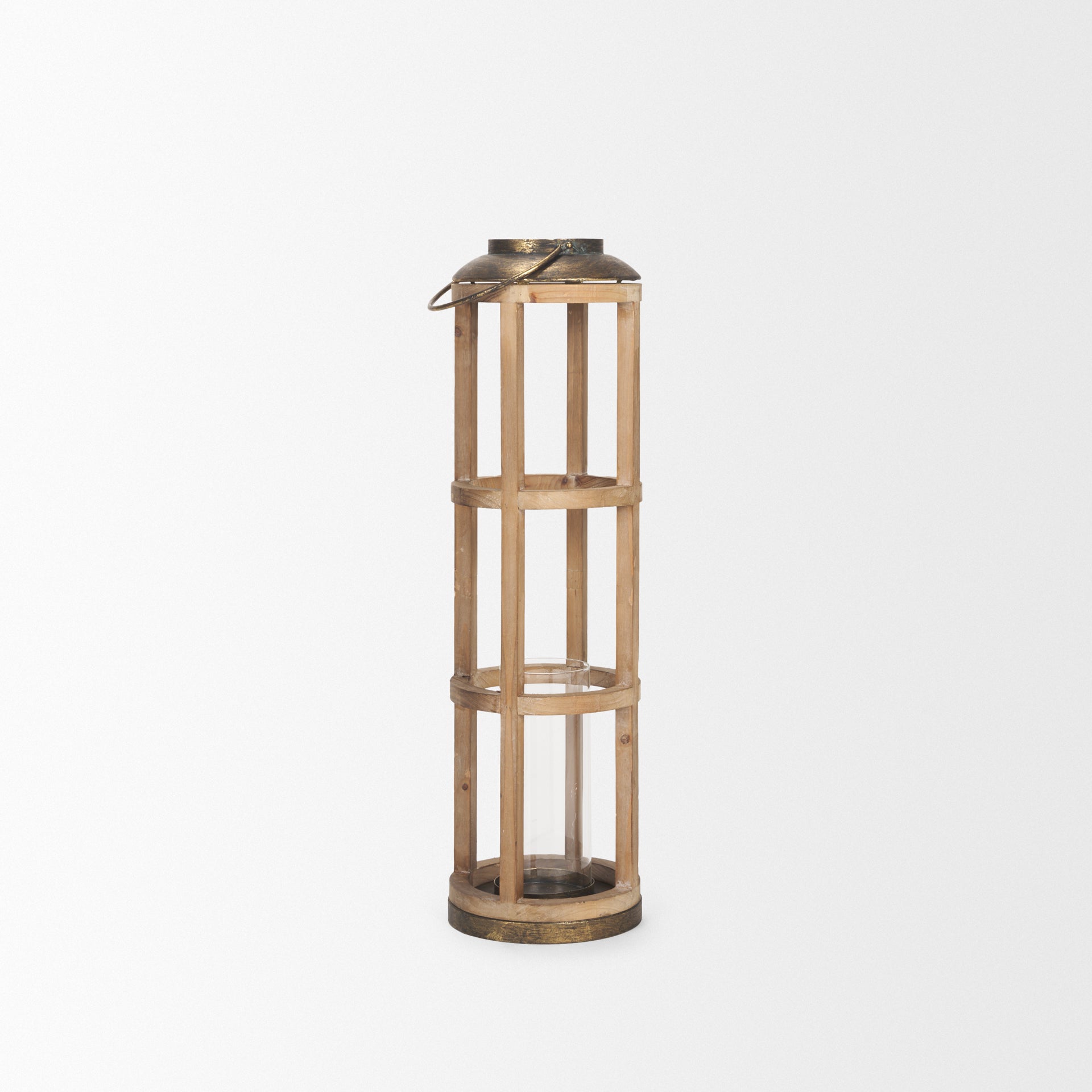 Andy I Large Natural Wood Cylindrical Lantern