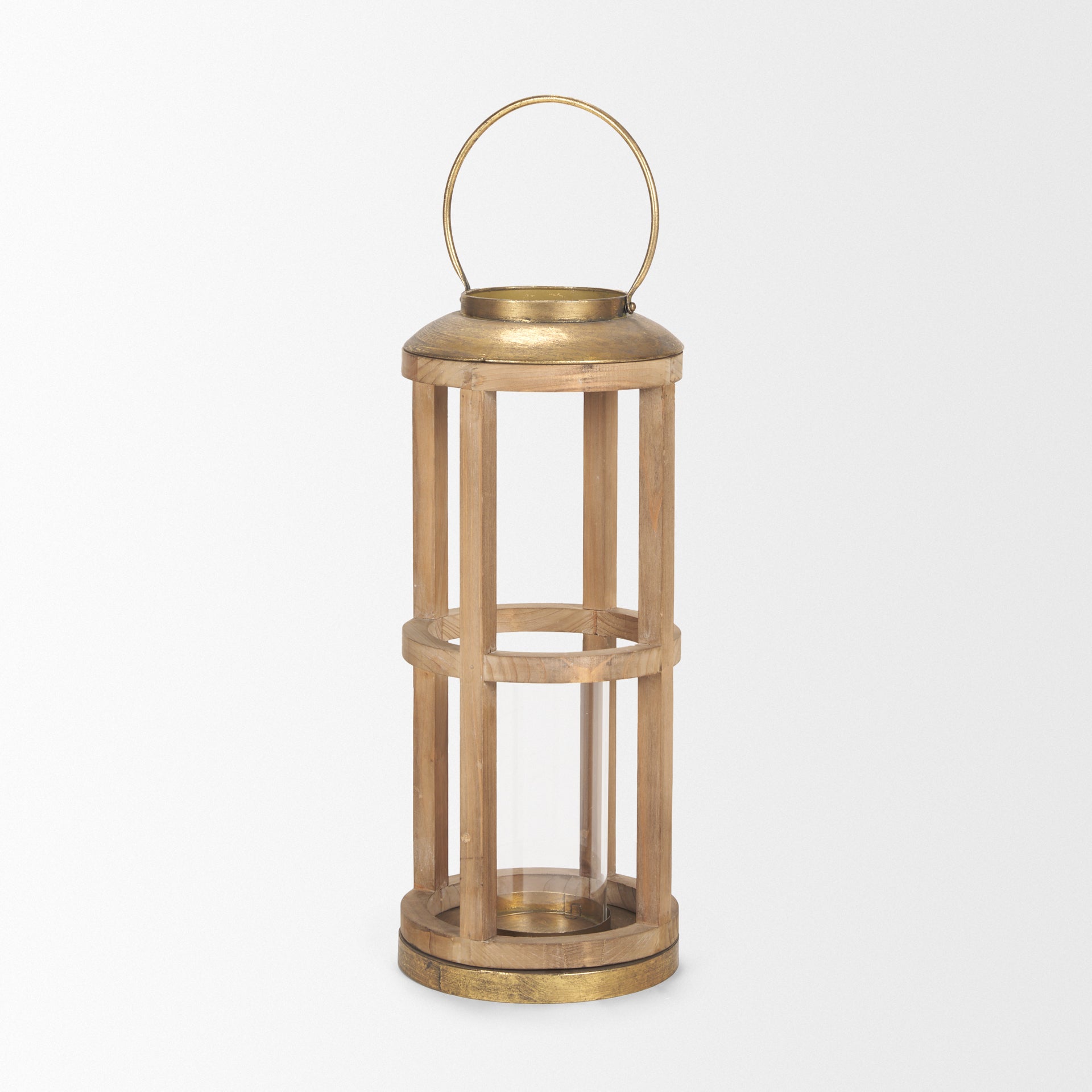 Andy II Small Natural Wood Cylindrical Lantern