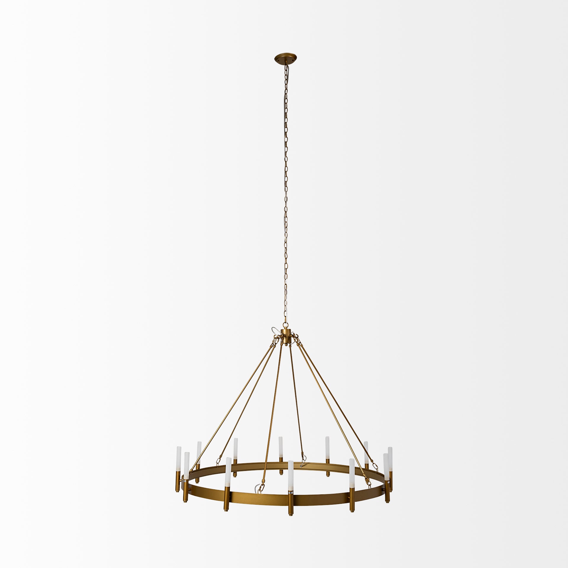 Decamp Metal Chassis Glass Tube Twelve Light Chandelier
