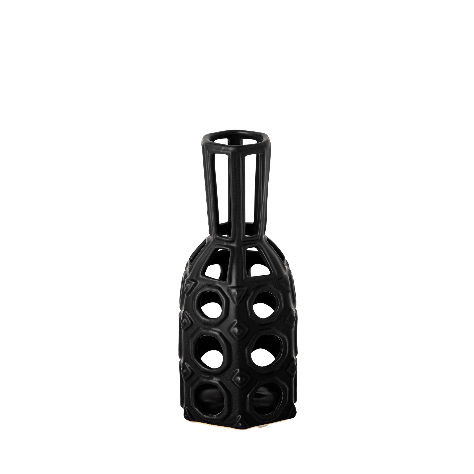 Brunel Black Drum-Shaped Ceramic Vase