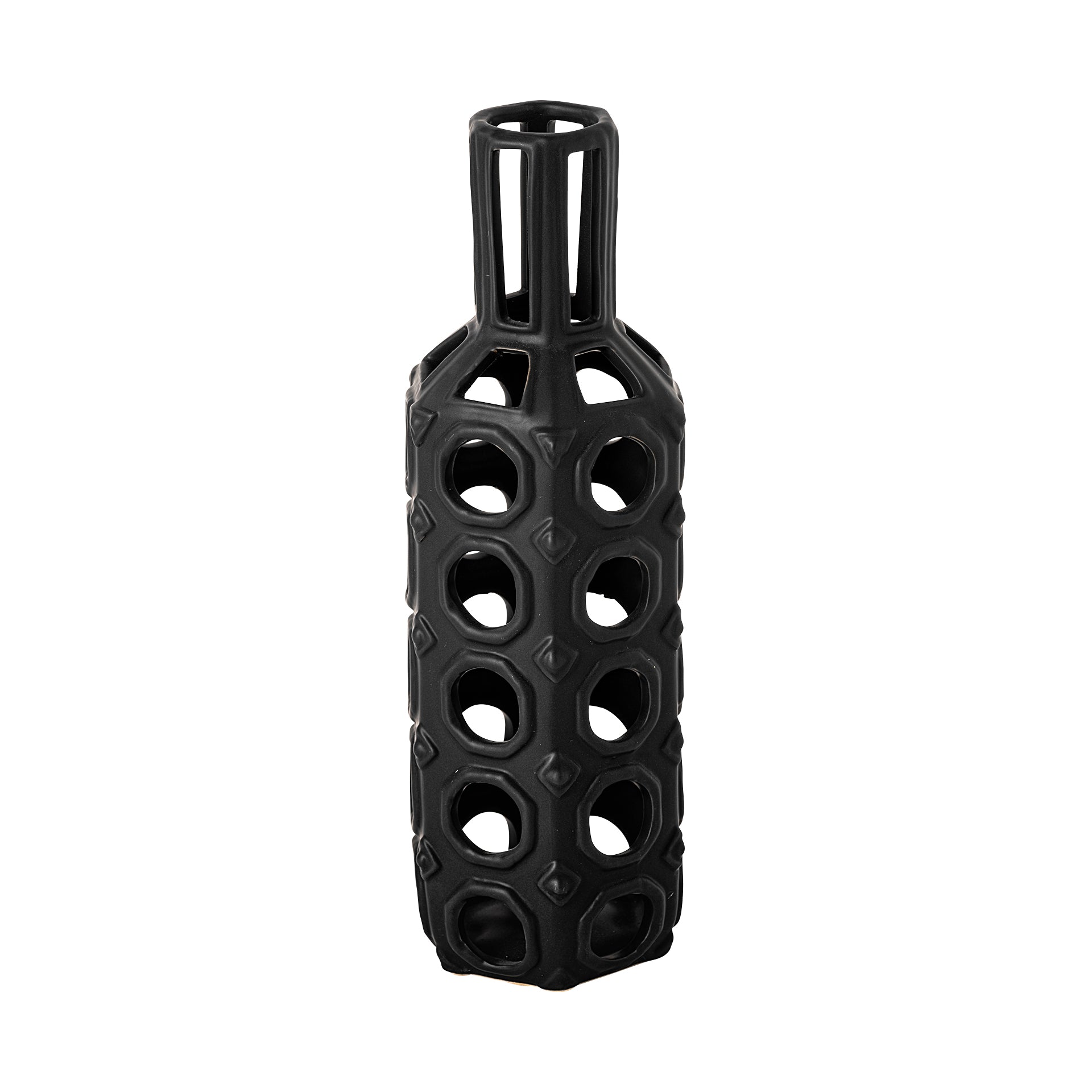 Brunel Black Drum-Shaped Ceramic Vase