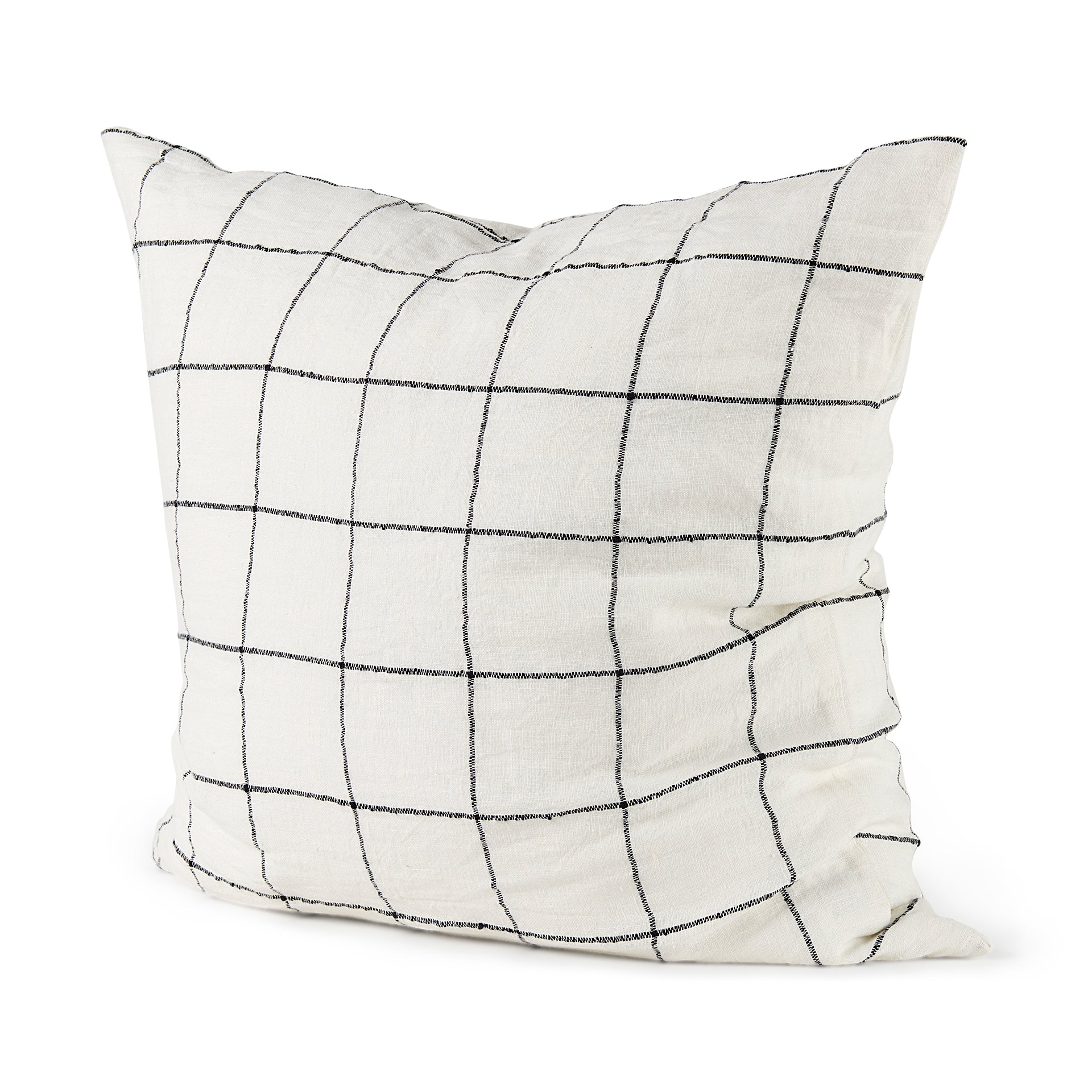 Suzanne White with Black Square Pattern Decorative Pillow Cover