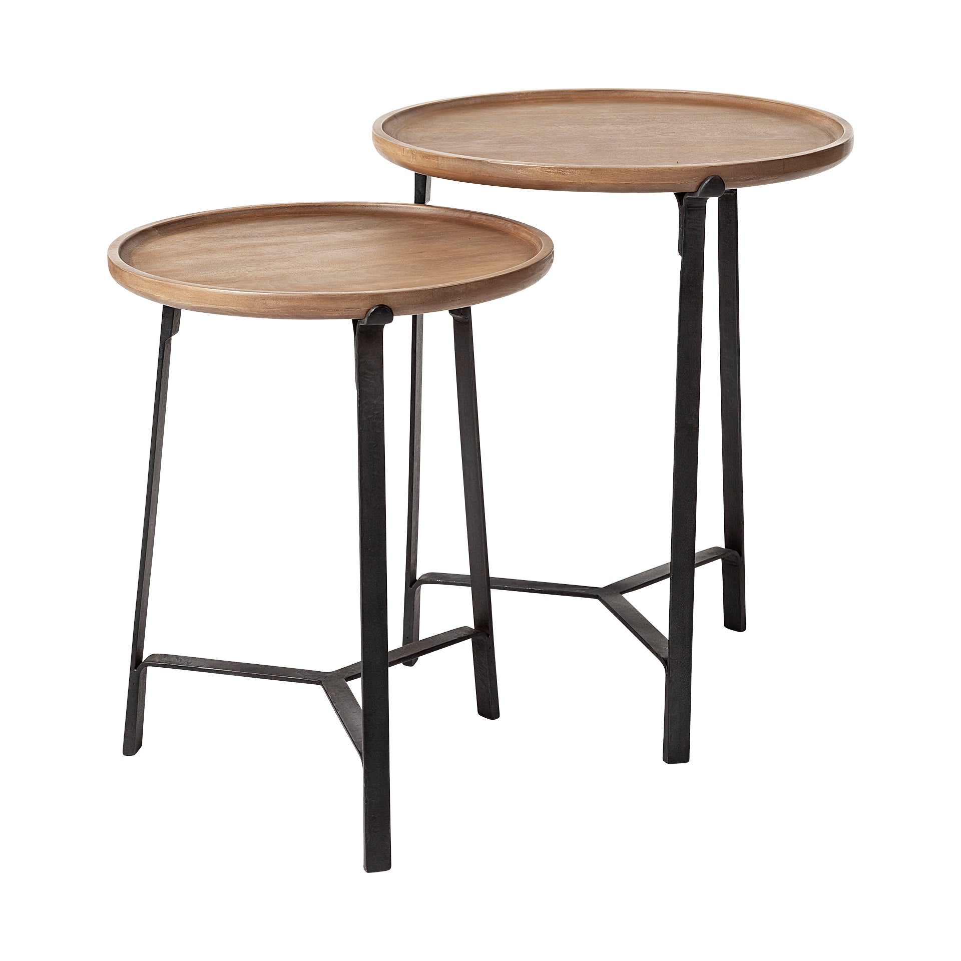 Helios Round Brown Solid Wood Iron Base Nesting End/Side Tables - Set of 2 Side & End Tables Mercana , Black Friday Sale Mercana Furniture Sale, Old Bones Co, Mid Century Furniture Sale, Four Hands Furniture, Black Friday Sale Helios Round Brown Solid Wood Iron Base Nesting End/Side Tables - Set of 2,Gus Sale, Perigold Helios Round Brown Solid Wood Iron Base Nesting End/Side Tables - Set of 2 Side & End Tables Black Friday Sale , Perigold Sale Helios Round Brown Solid Wood Iron Base Nesting End/Side Tables
