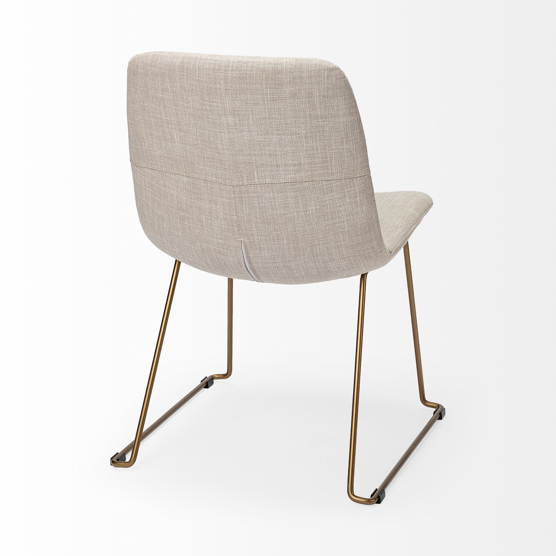 Sawyer I Beige Fabric Seat Gold Metal Frame Dining Chair