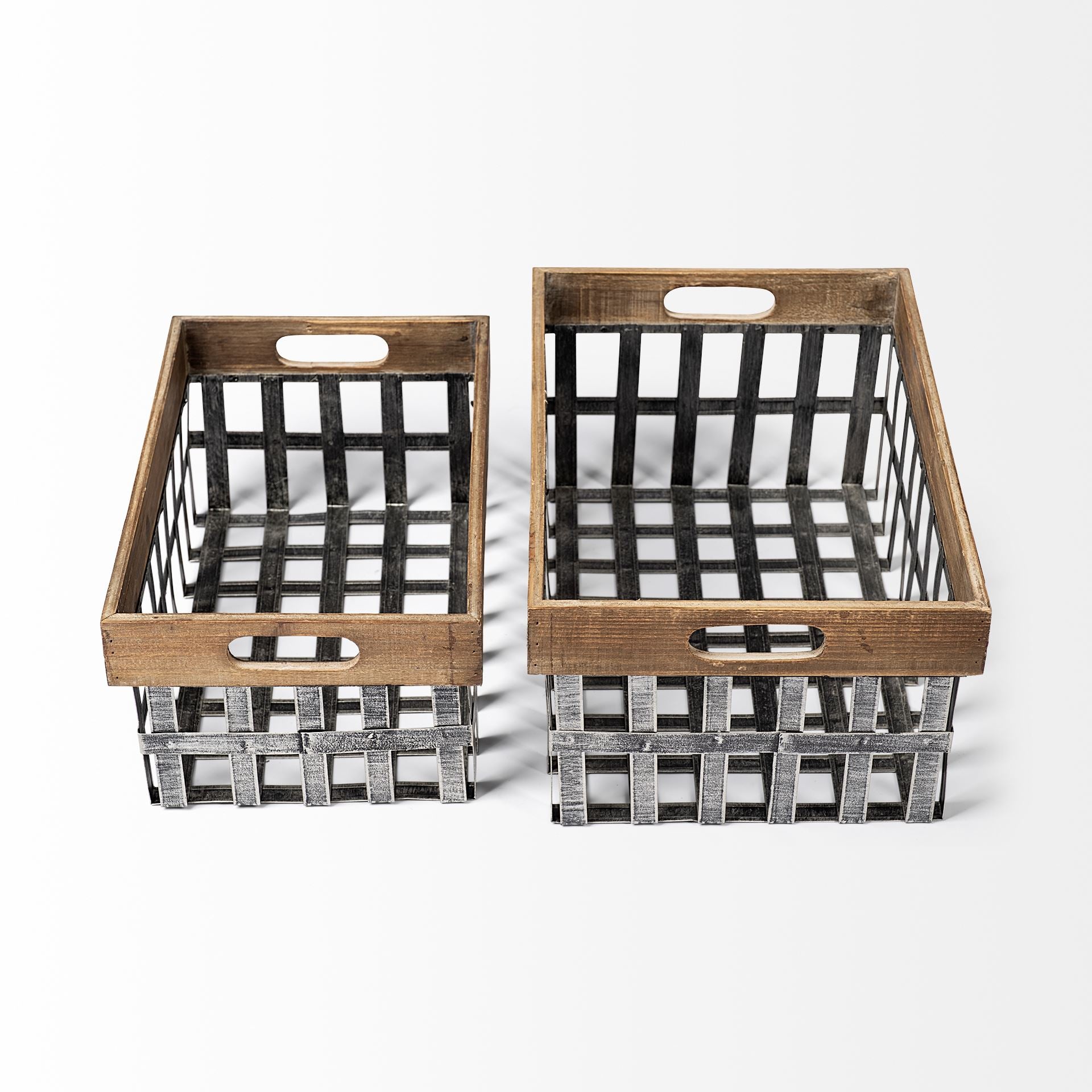 Chartrand Wood and Metal Open Crate Style Basket - Set of 2 Baskets Mercana , Black Friday Sale Mercana Furniture Sale, Old Bones Co, Mid Century Furniture Sale, Four Hands Furniture, Black Friday Sale Chartrand Wood and Metal Open Crate Style Basket - Set of 2,Gus Sale, Perigold Chartrand Wood and Metal Open Crate Style Basket - Set of 2 Baskets Black Friday Sale , Perigold Sale Chartrand Wood and Metal Open Crate Style Basket - Set of 2,Chartrand Wood and Metal Open Crate Style Basket - Set of 2 Lulu and