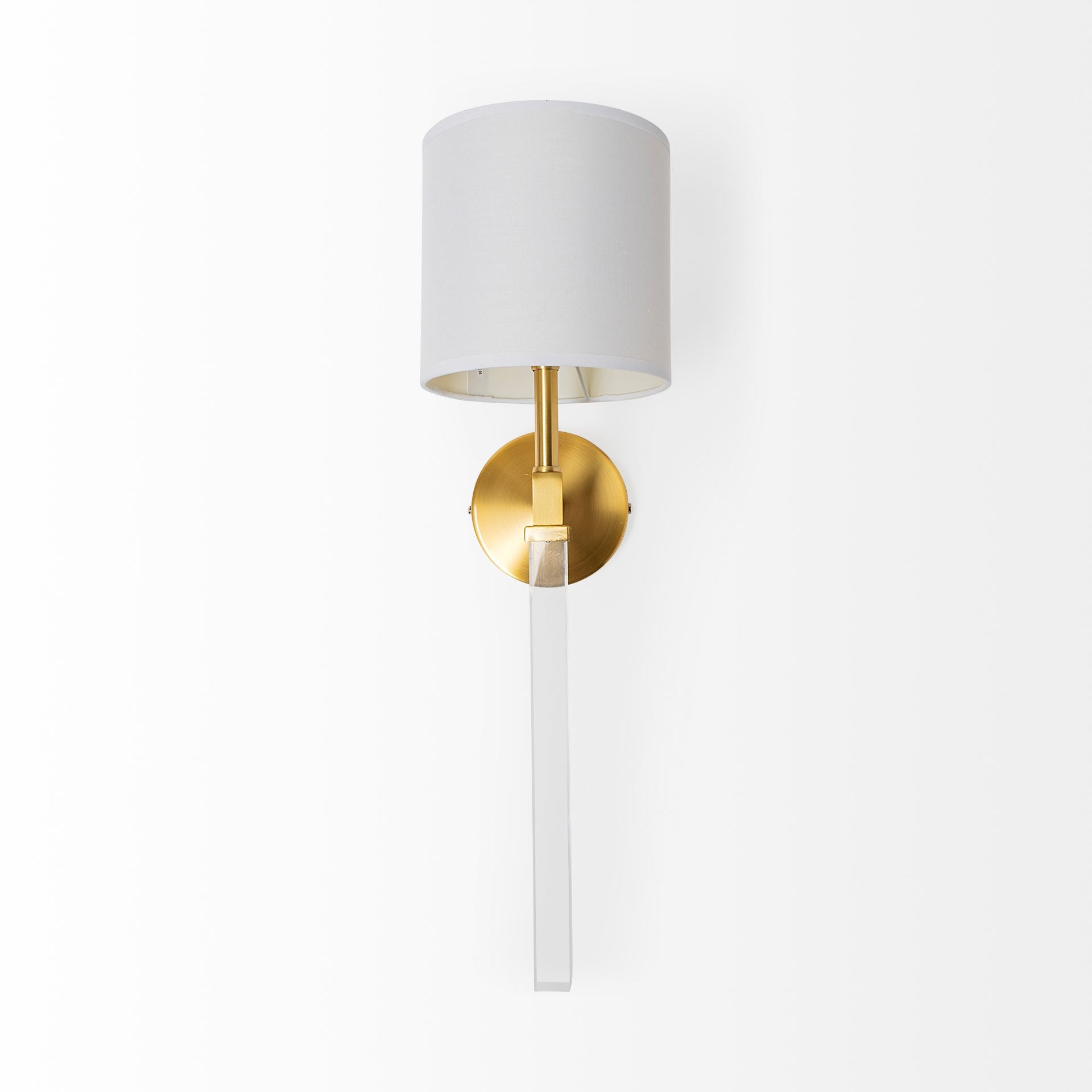 Santander II Gold Metal and White Linen Shade Wall Sconce