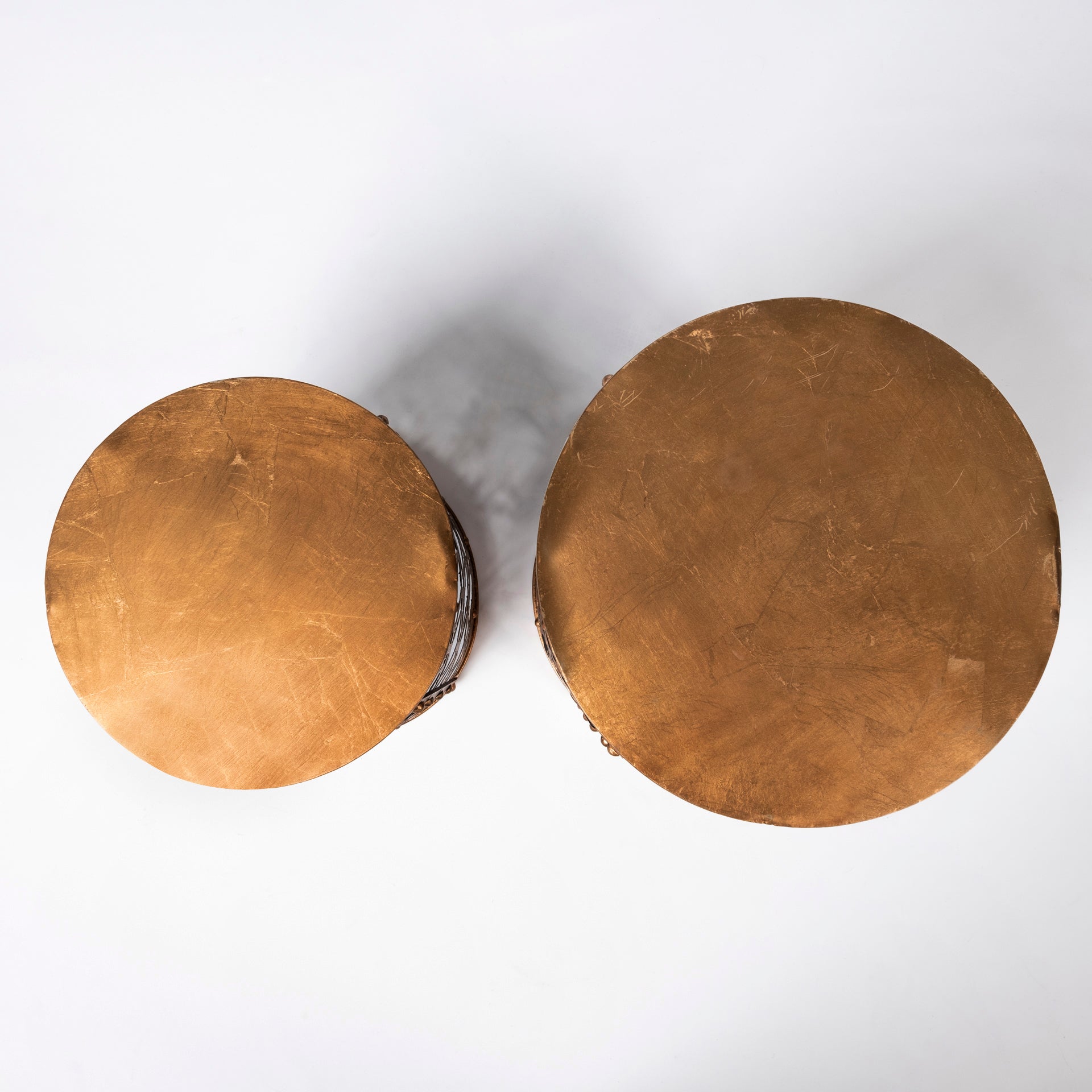 Rudebekia Gold Round Metal Accent Tables - Set of 2