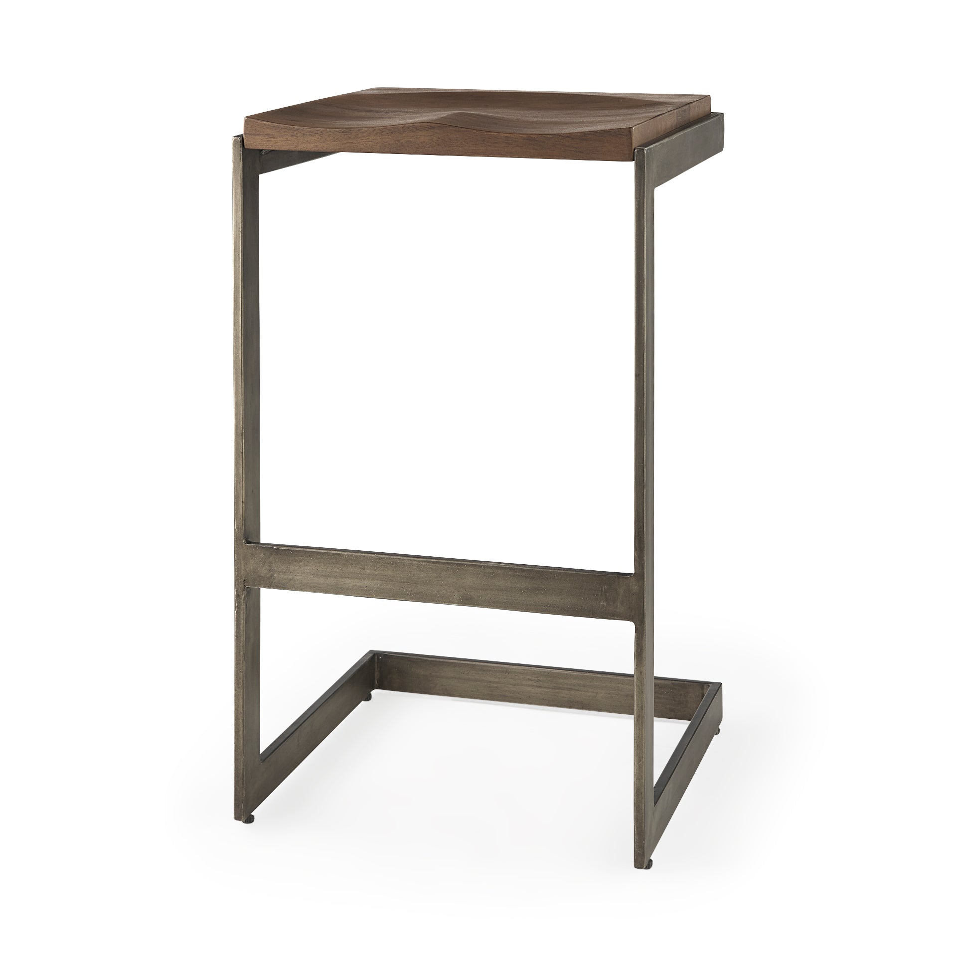 Kiran Wood with Metal Base C-Shape Bar Stool
