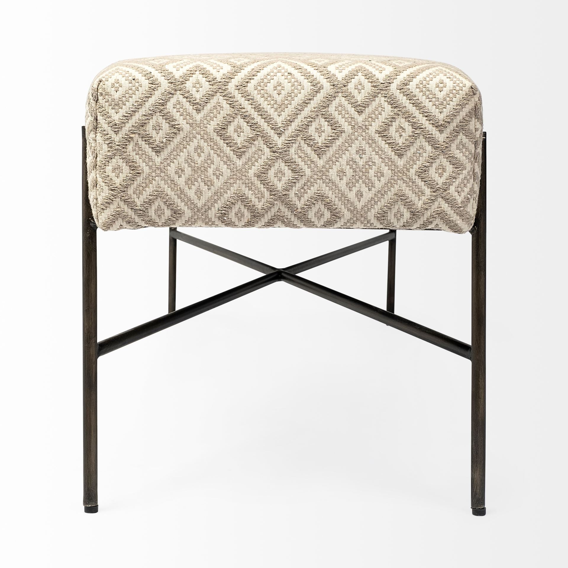 Avery II Off White Upholstered Seat With Metal Base Accent Bench