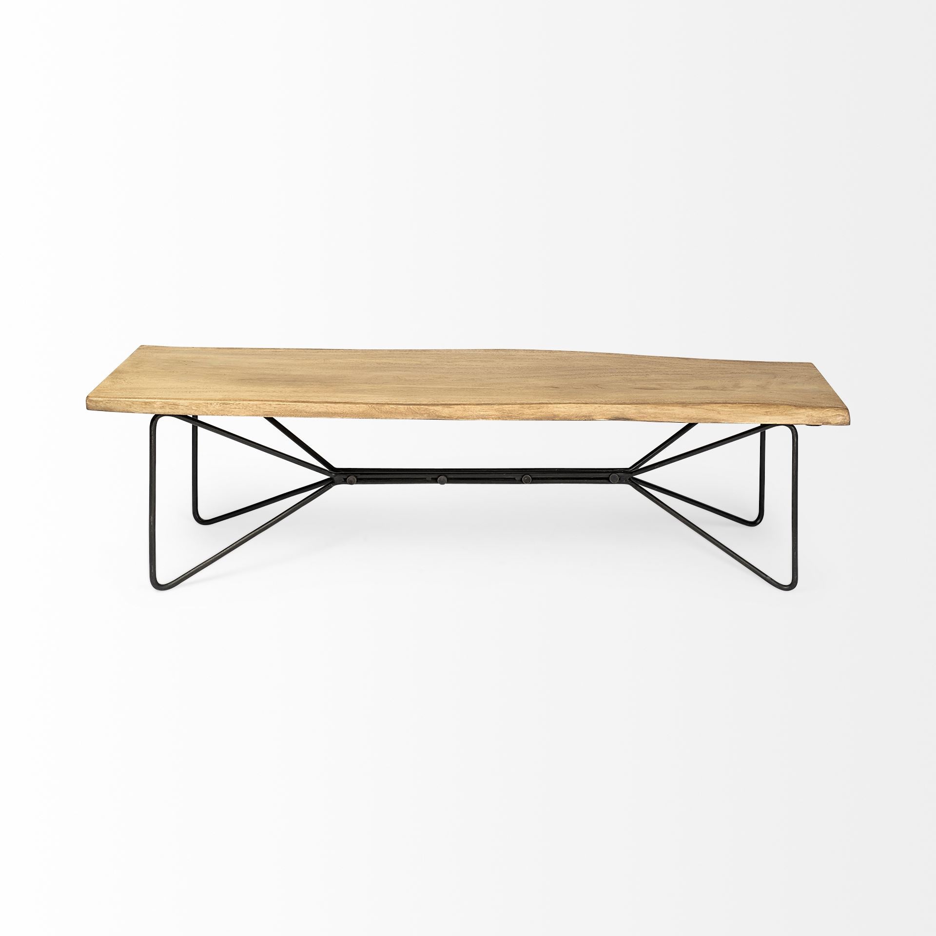 Papillion III Blonde Wood And Iron Dining Bench