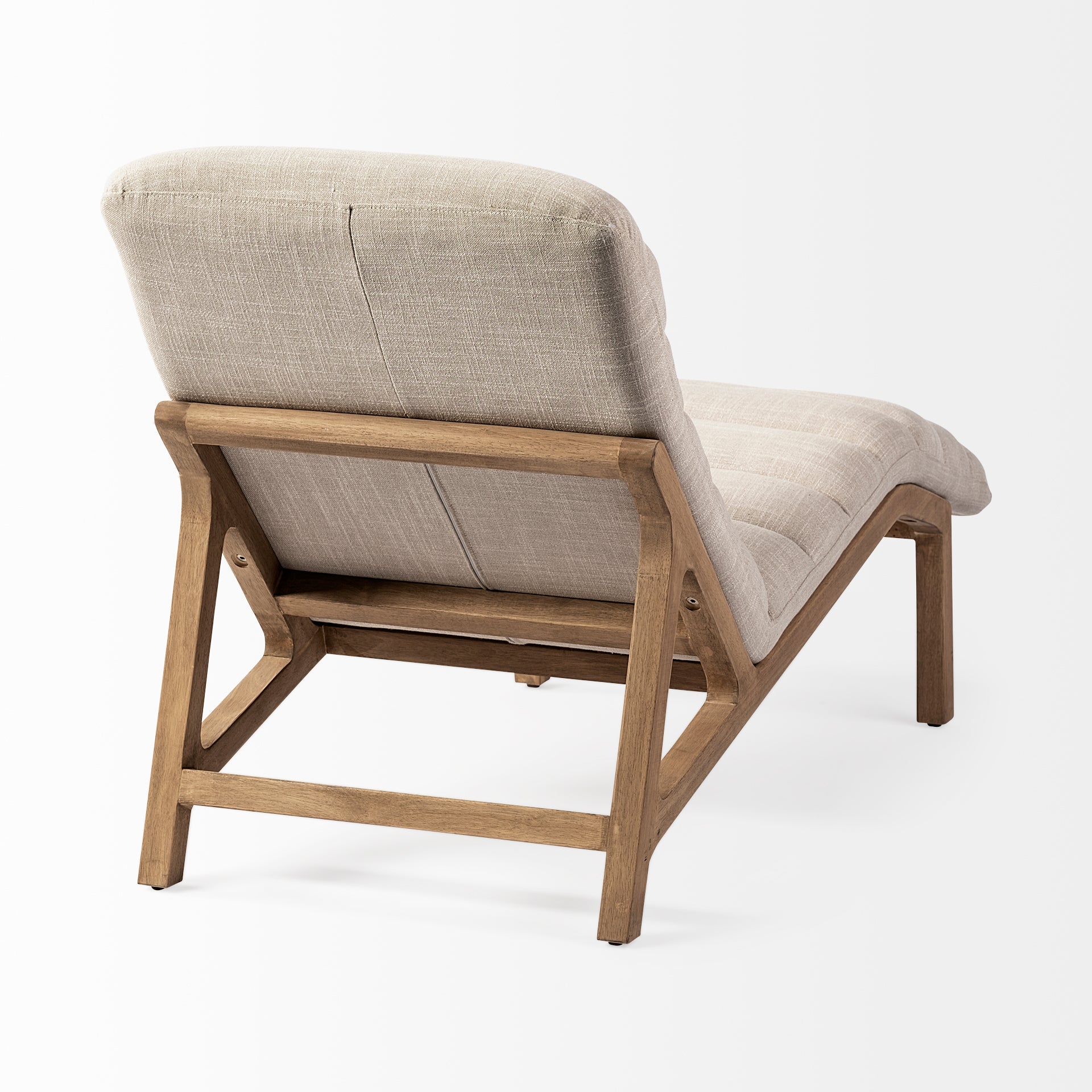 Pierre Beige Fabric Upholstered Armless Chaise Lounge Chair