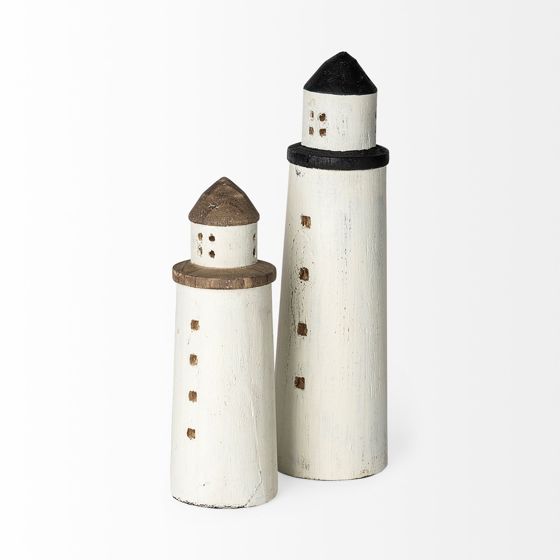 Abner Large White Wooden Coastal Lighthouse