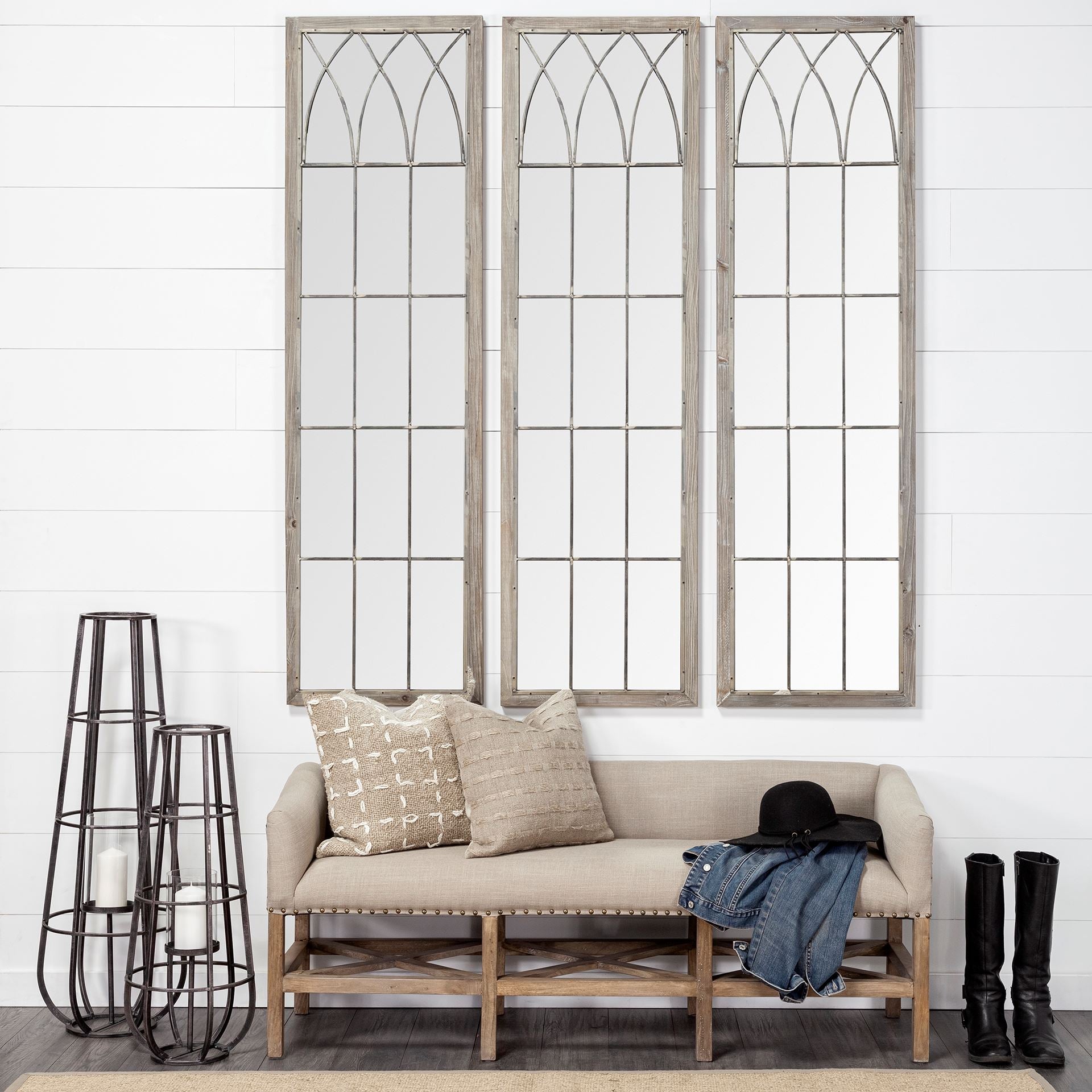 Bella Black Metal Cylindrical Cage Candle Holder Lantern