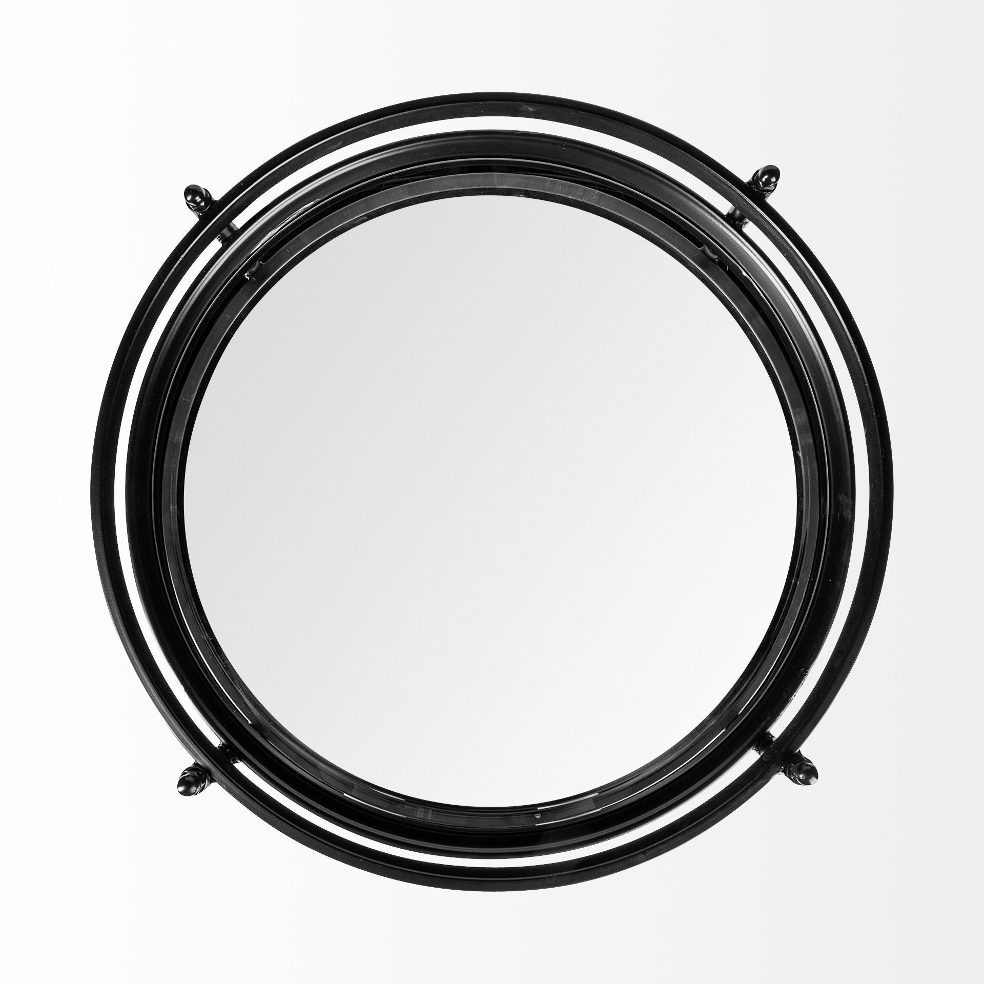 Ada Round Shape Black Metal Frame Two-Tier with Glass Shelf Bar Cart