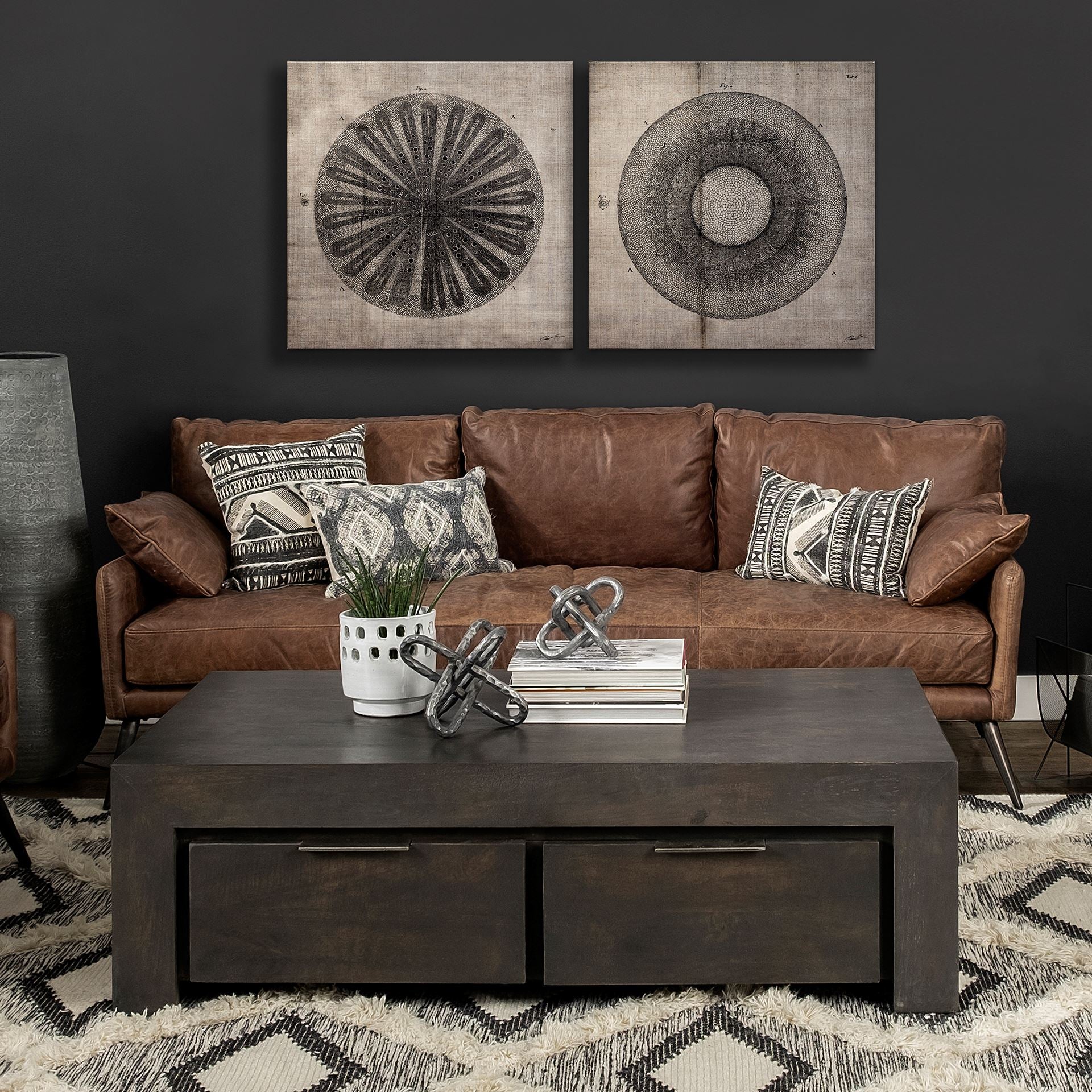 Beveridge II Black and White Embroidered Pattern Decorative Pillow Cover